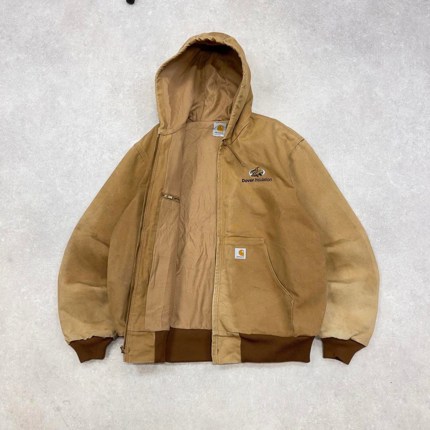 Carhartt hooded active jacket XL thick canvas 90s style skater worker jacket