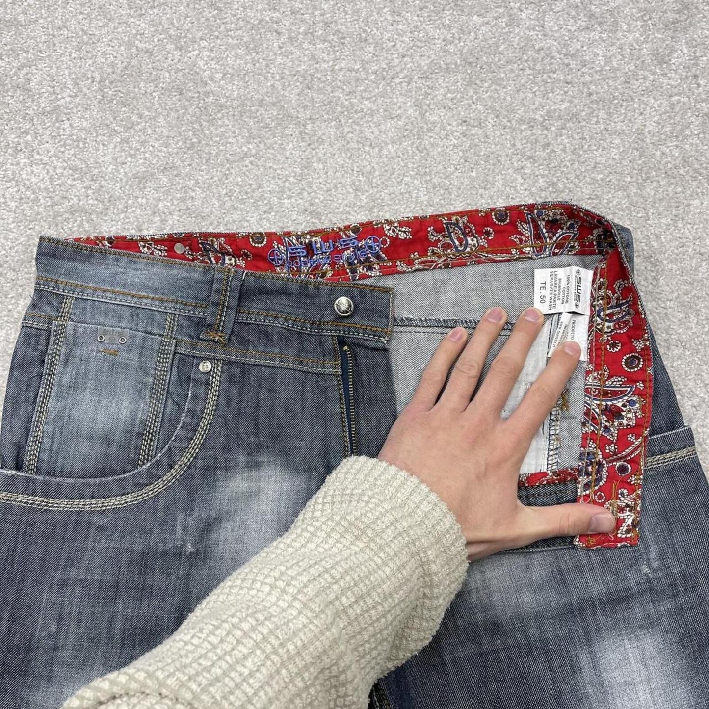 Y2K SWS denim shorts blue Roll up legs summer festival jorts