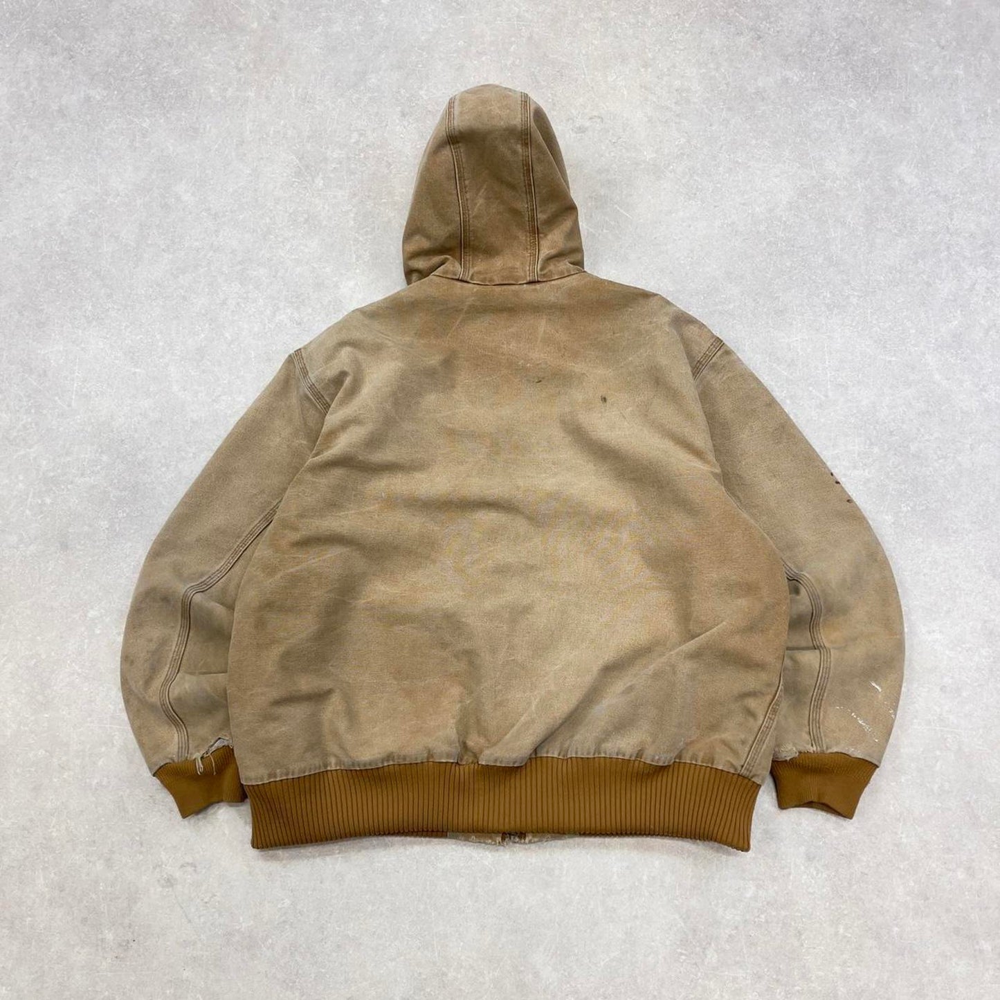 Vintage Carhartt hooded active jacket XL hamilton brown thick canvas bomber