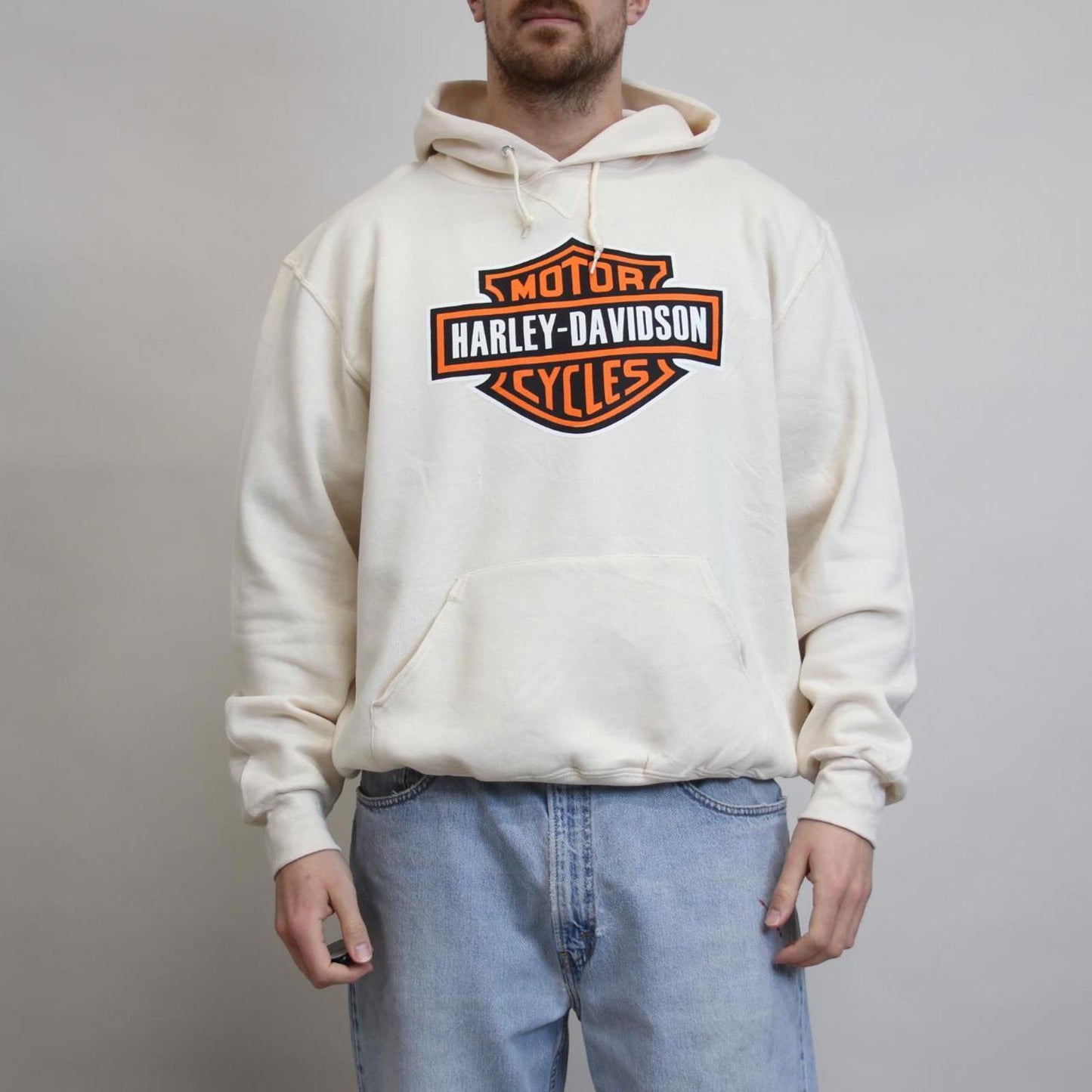 Cream Russel Athletic Harley Davidson hoodie XL