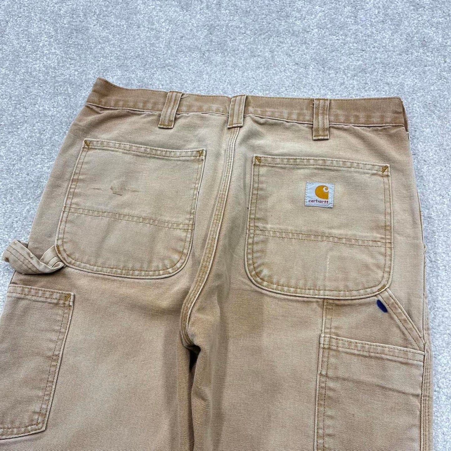 Vintage Carhartt carpenter jeans tan brown Loose relaxed fit canvas skate style workwear cargo pants