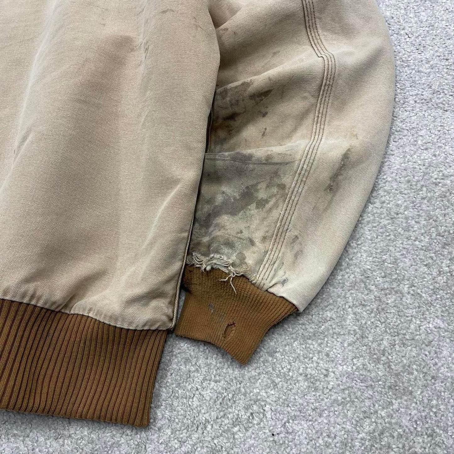 Vintage Carhartt hooded active jacket XL tan brown canvas 90s style skater bomber workwear