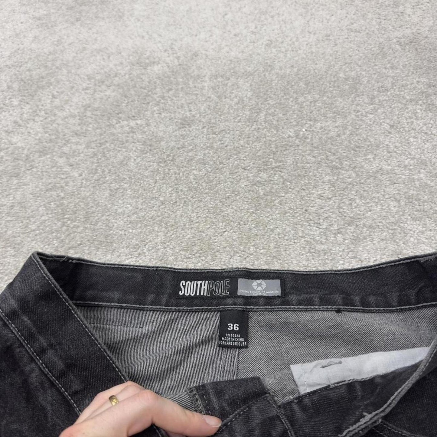 Baggy Southpole denim shorts y2k black Streetwear skater style brand surf jorts