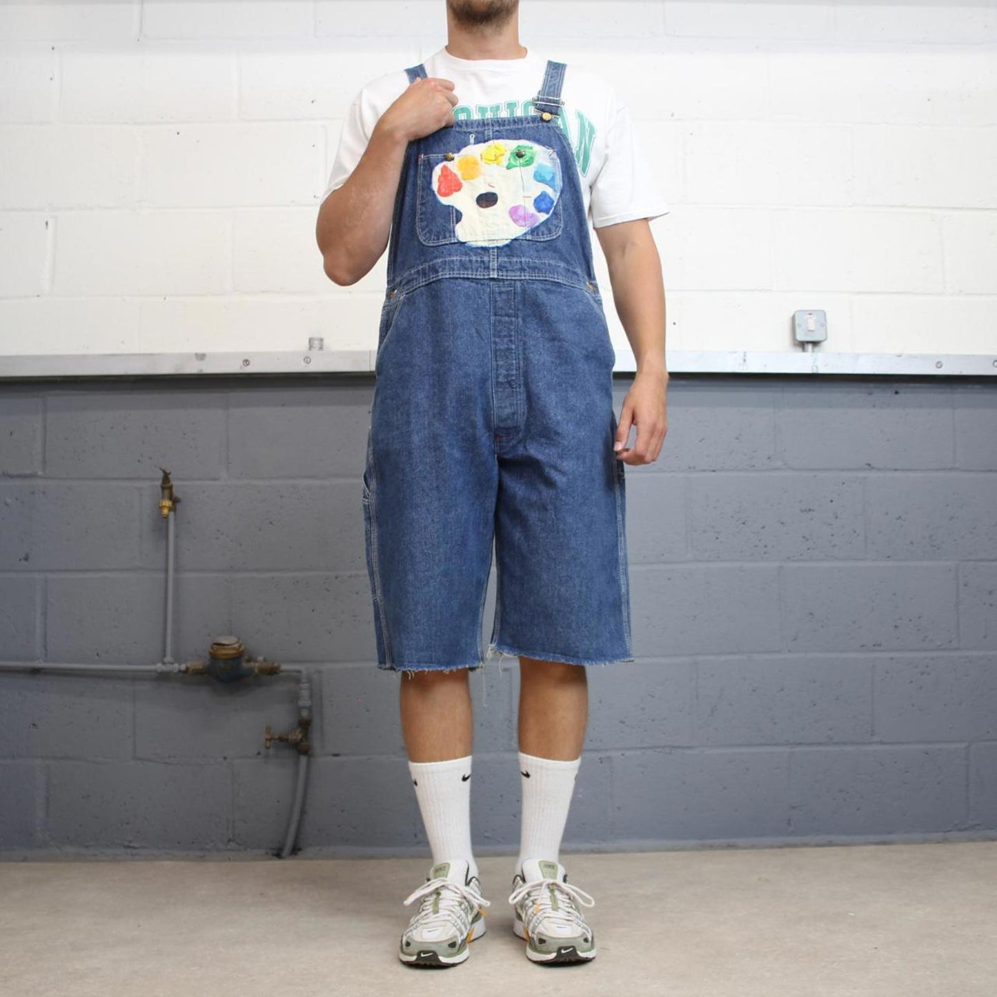 Dickies dungaree shorts W40 USA blue mens denim painters overalls