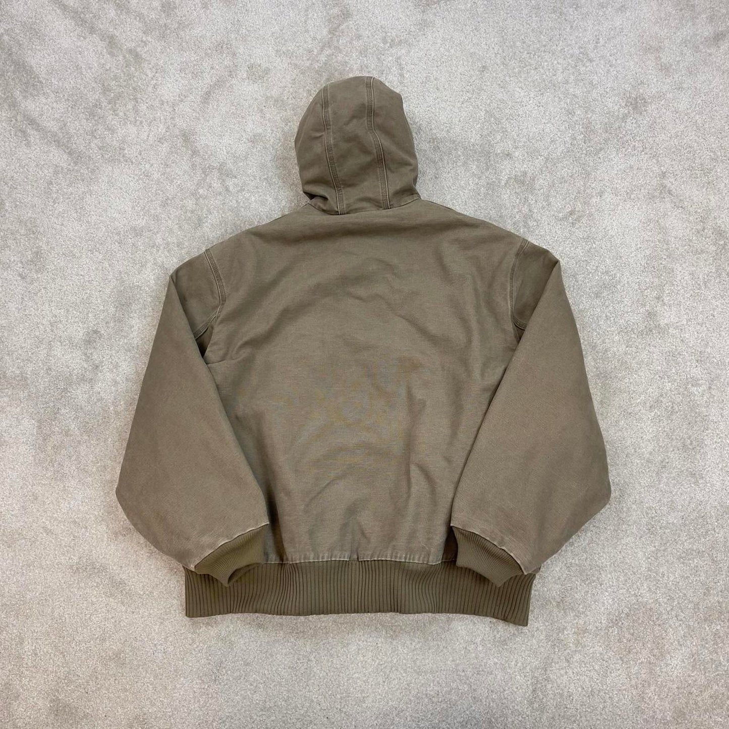 Vintage stone grey Carhartt hooded active jacket Large technical canvas 90s style skater bomber