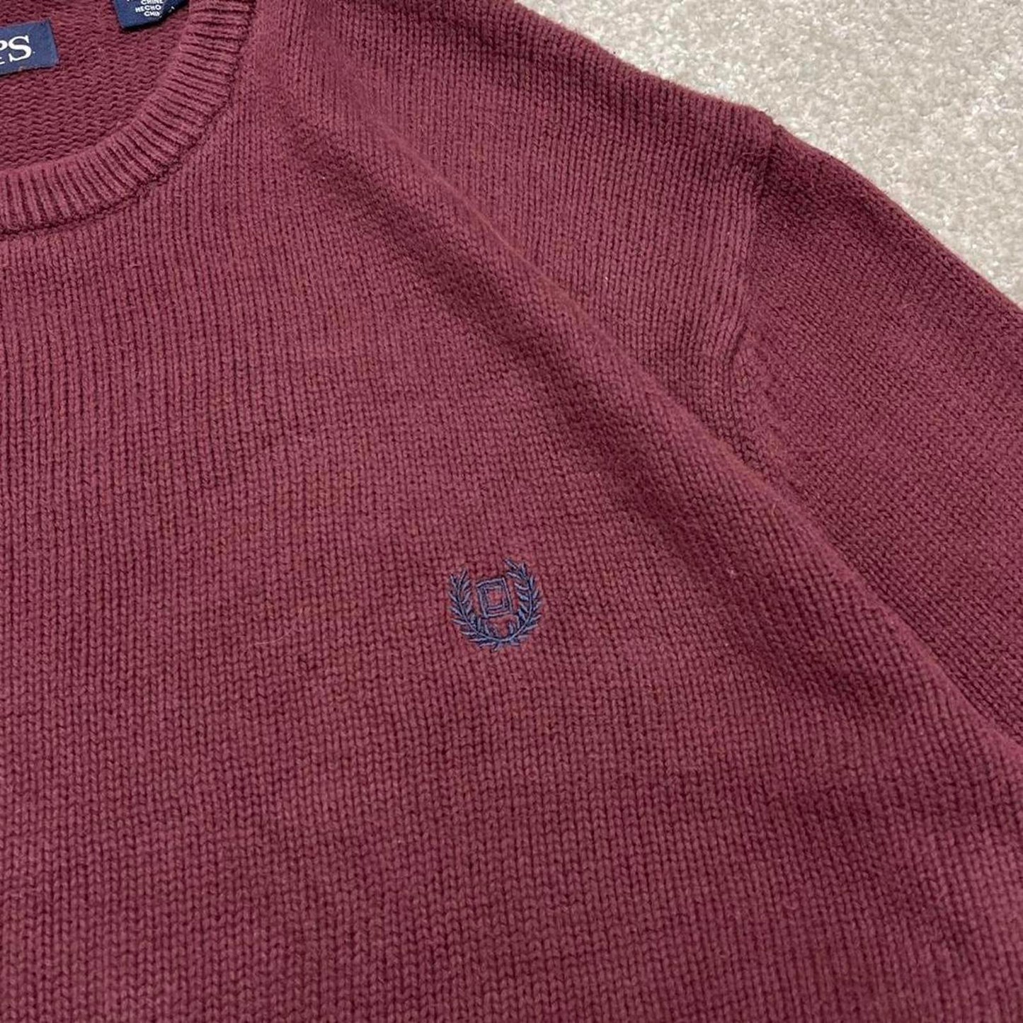 CHAPS knit sweater jumper XXL men's burgundy knitted pull over y2k 00s style