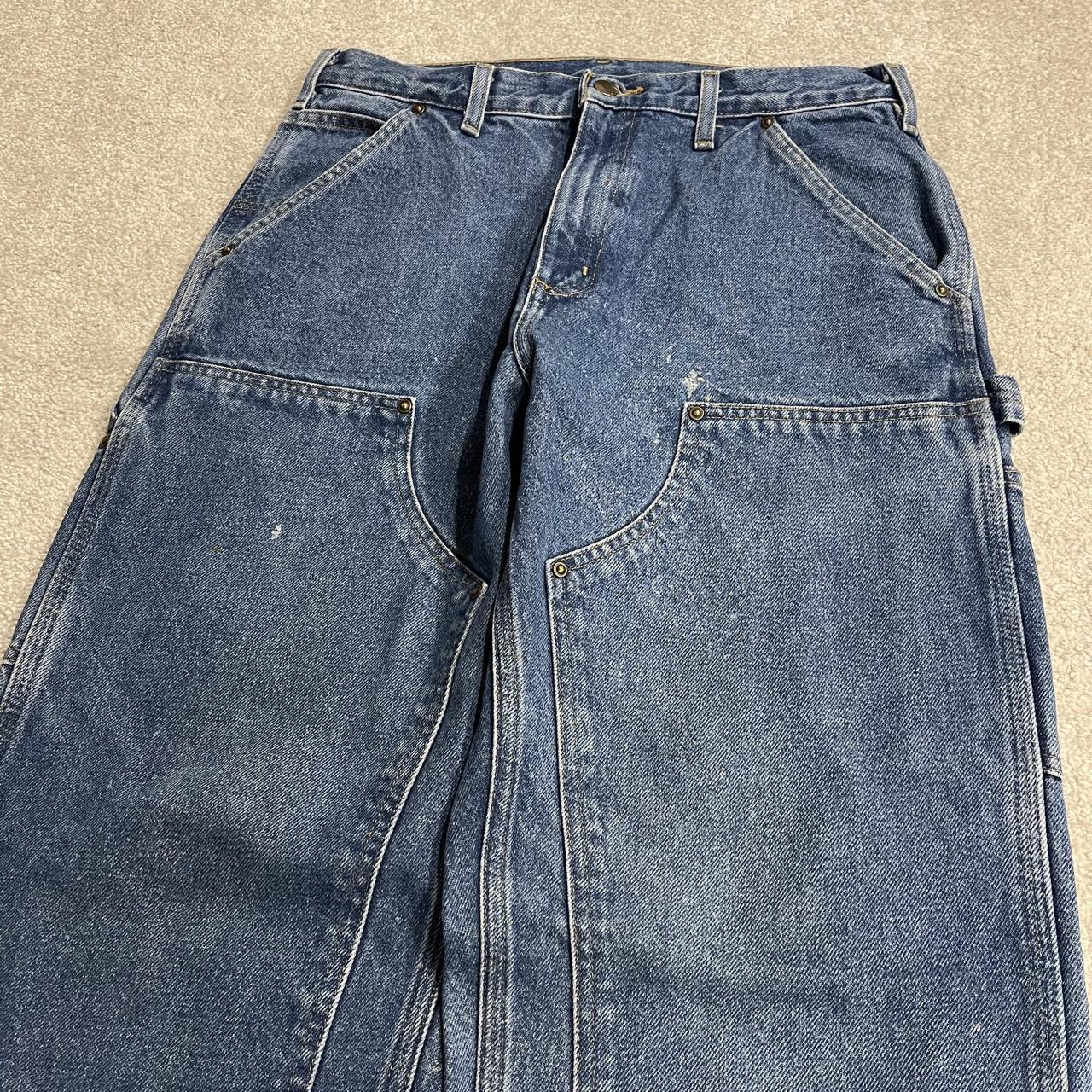 Carhartt double knee carpenter jeans y2k W31L32 blue 100% cotton thick heavy denim American workwear