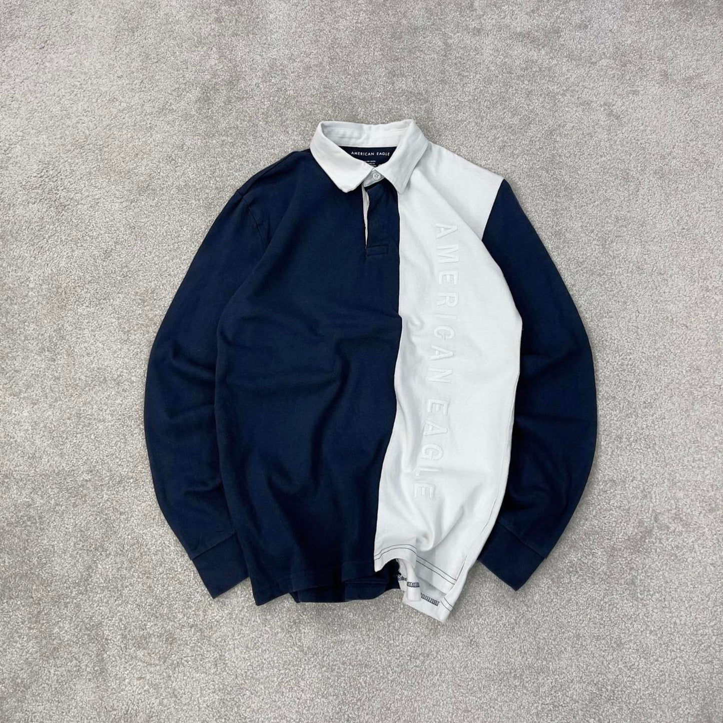 Navy American Eagle Vintage Style Rugby Shirt XS