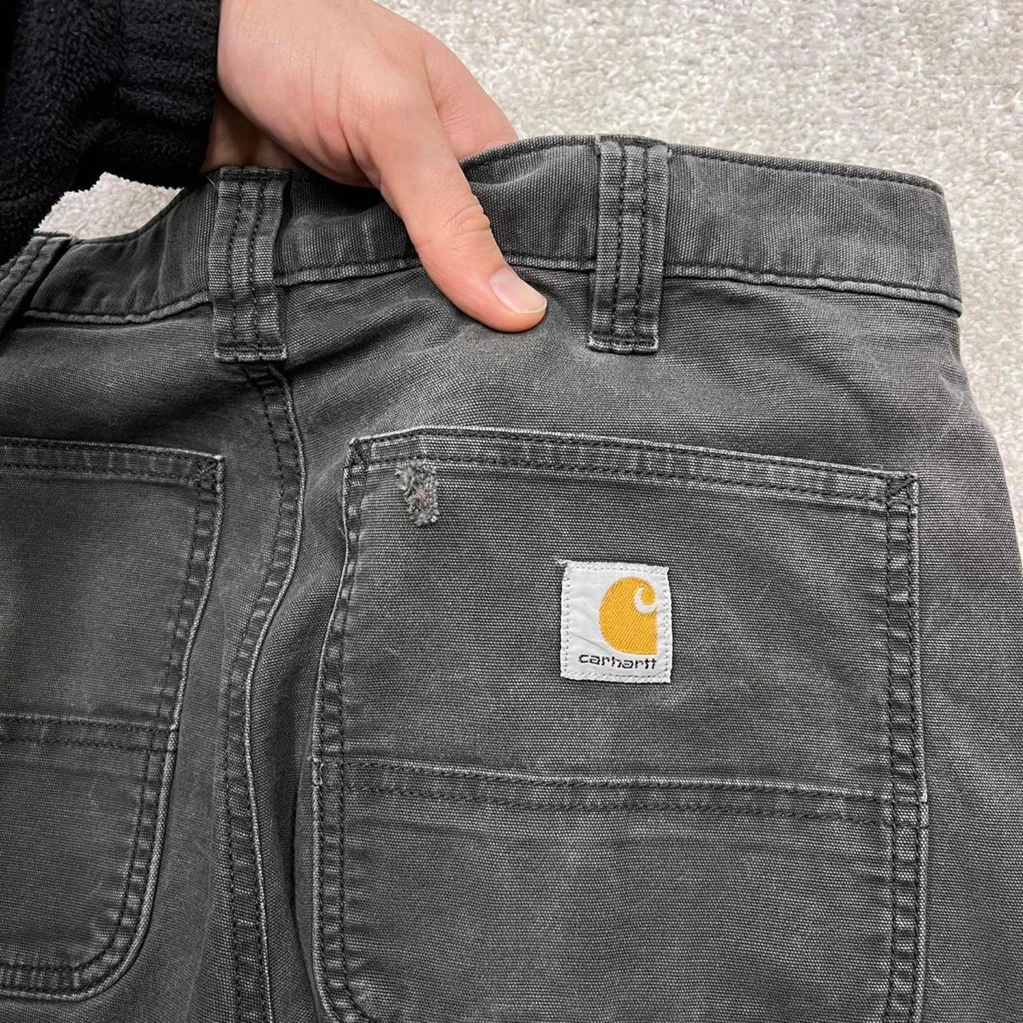 Y2K Carhartt carpenter jeans grey Loose relaxed fit skate style workwear cargo pants