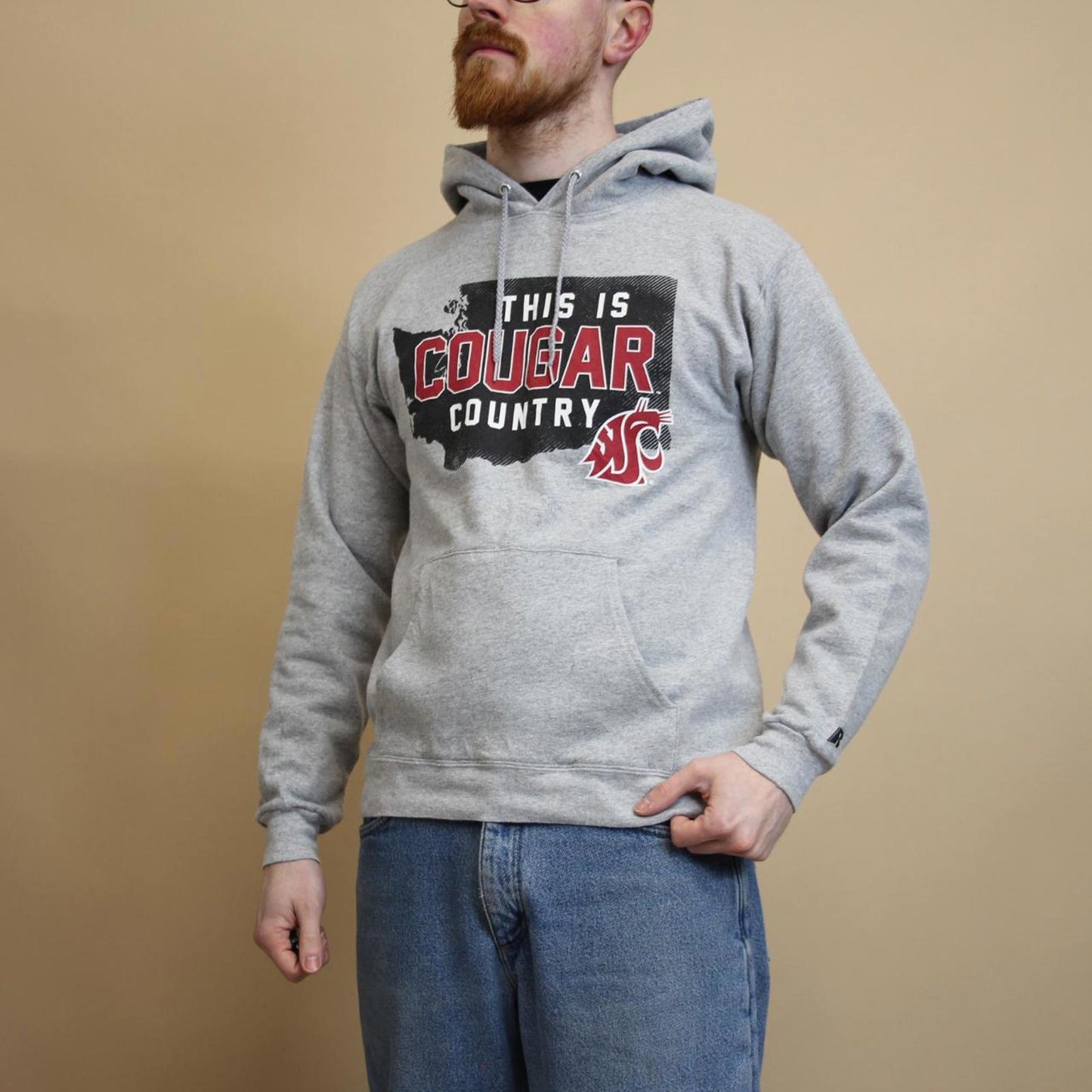 Grey vintage Russell hoodie S