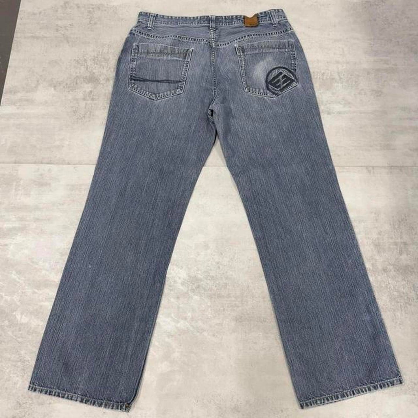 Blue embroidered Enyce jeans W38L33 y2k style stitch detailing denim