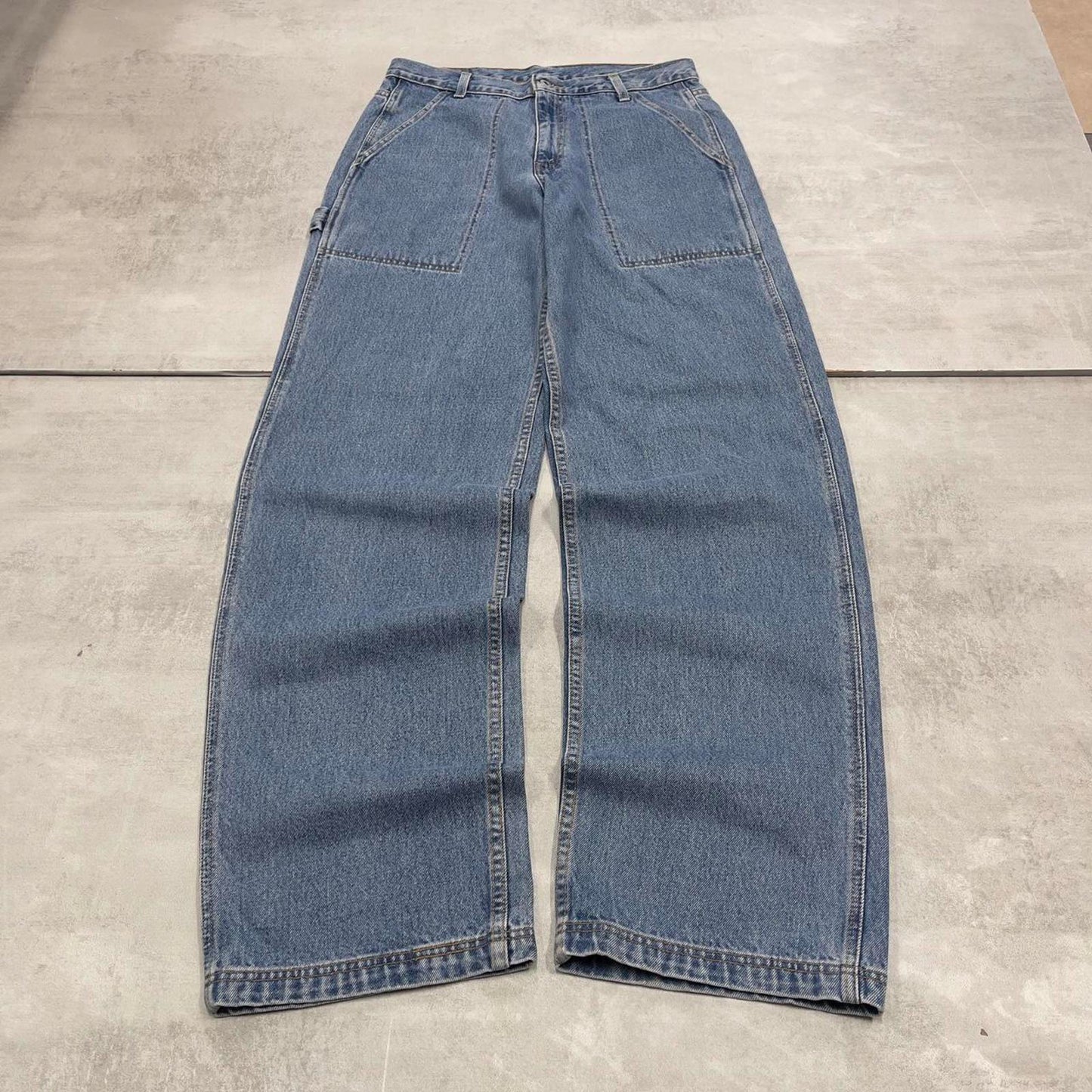 Vintage baggy Levi's Dry Goods carpenter jeans W32L36 1990s blue skater thick denim cargos paper tag