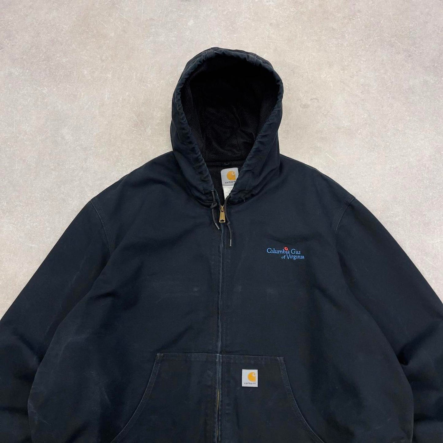 Black Carhartt hooded active jacket 3XL authentic skate style canvas active
