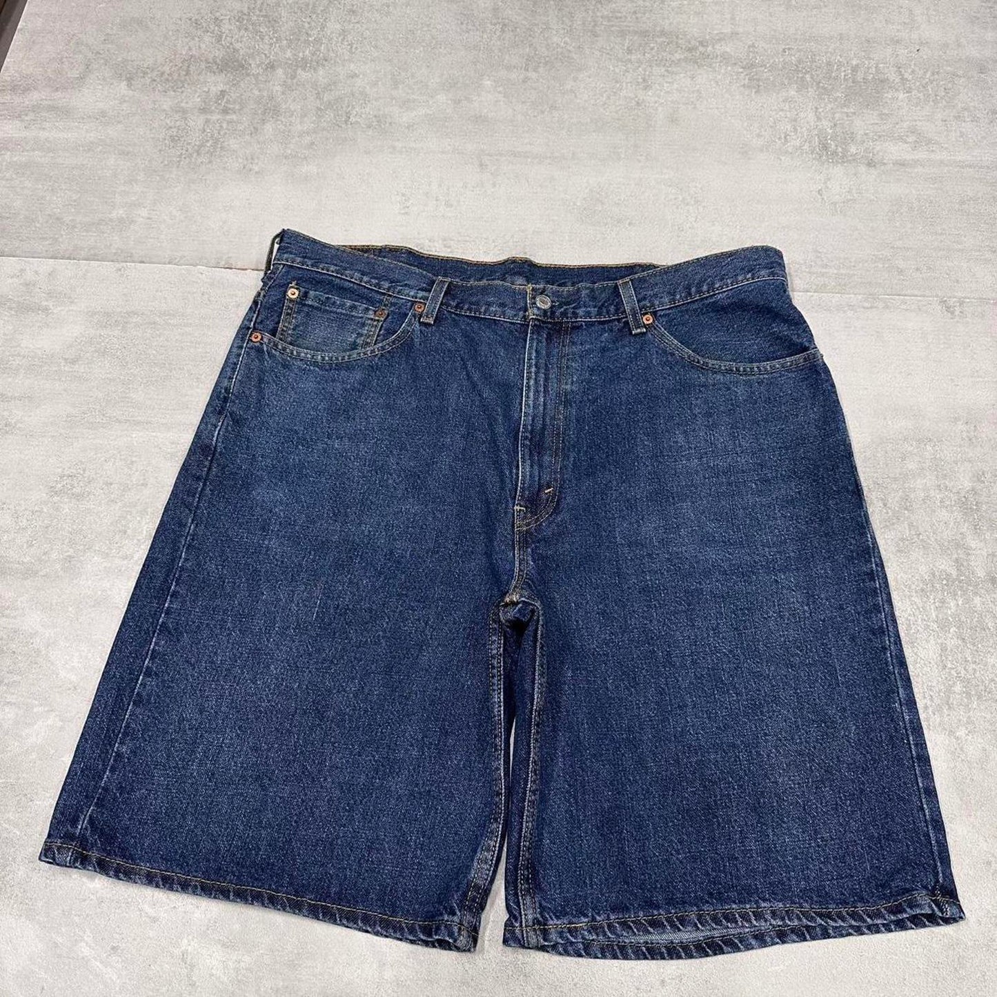 Baggy Levi's 550 jorts W40 blue denim skater style red tab logo shorts