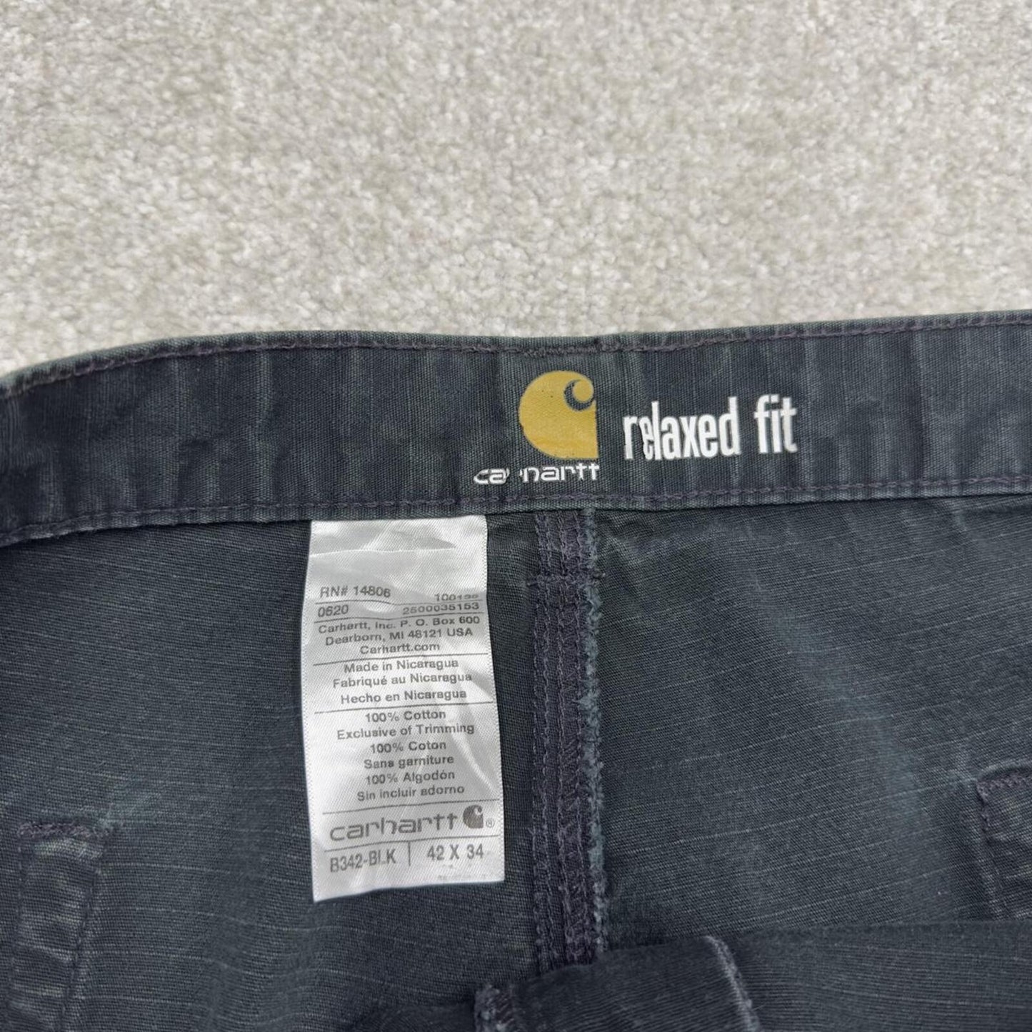 Carhartt carpenter jeans loose leg faded black Loose relaxed canvasy skate style cargo work pants