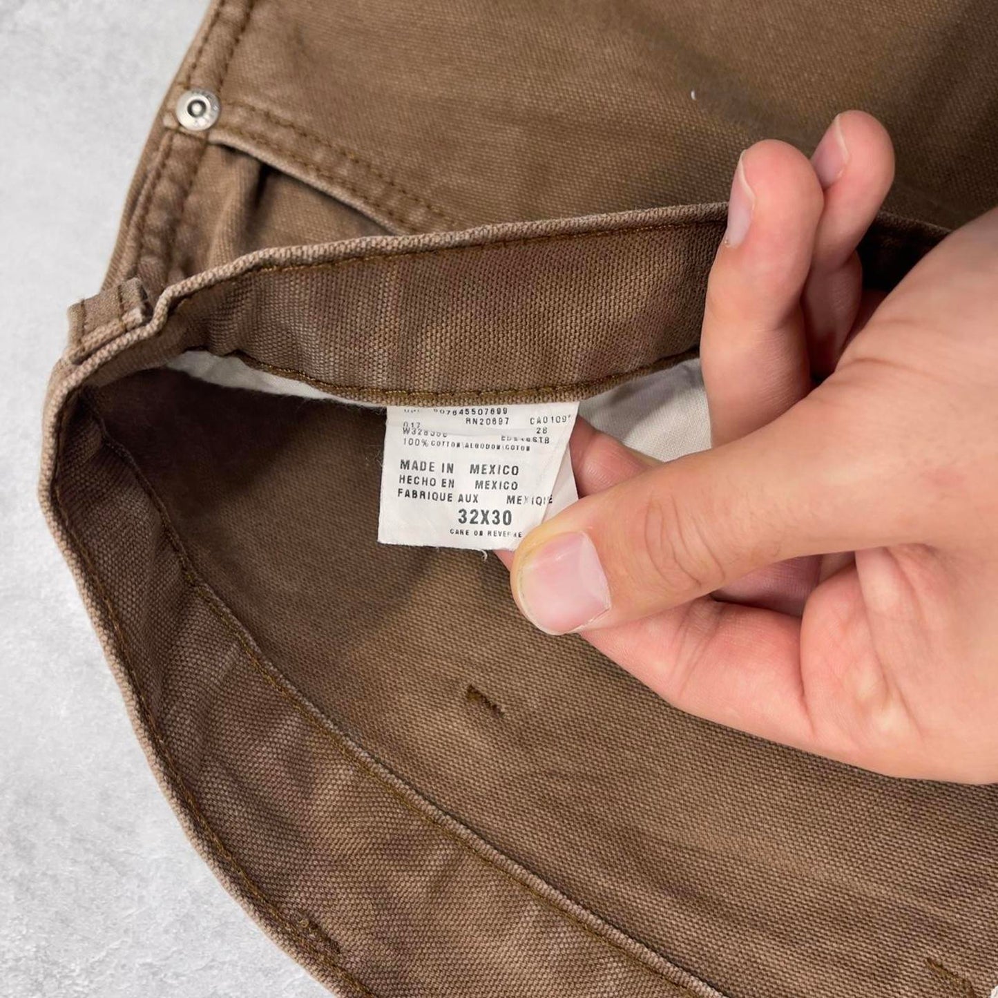 Baggy Dickies carpenter jeans W32L30 90s skate style brown thick canvas cargos