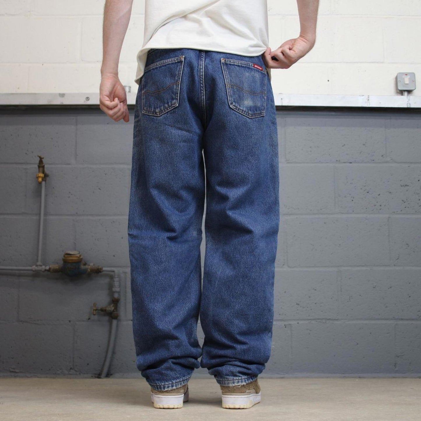 Dickies jeans W34L34 loose blue denim 90s style skater jeans flannel lined