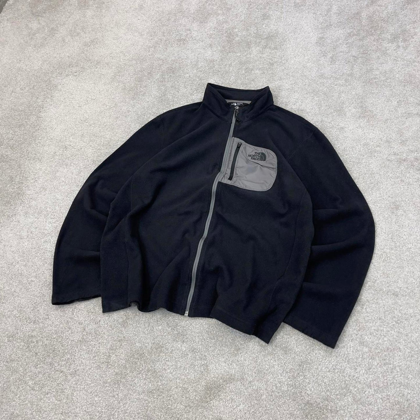 Black North Face technical fleece XL full zip up y2k 00s style autumn wear