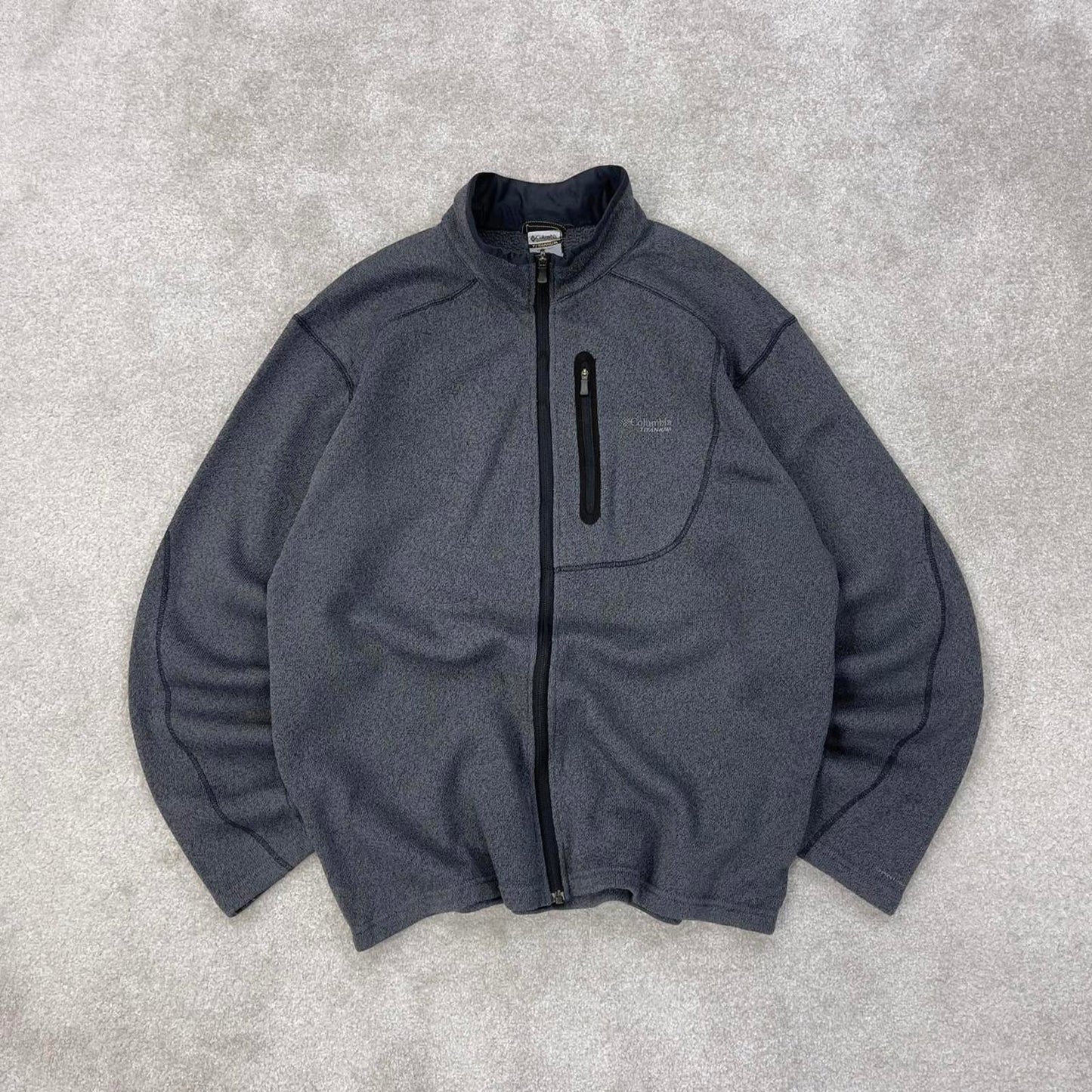 Y2K grey Columbia technical zip up fleece XXL embroidered logo chest pocket