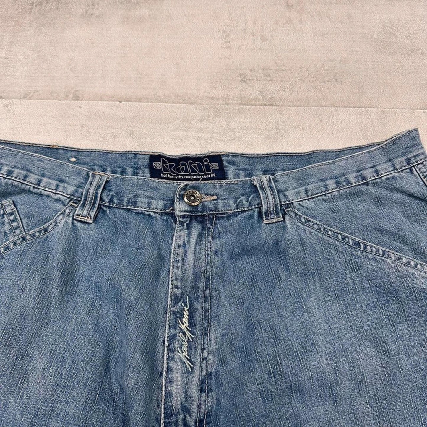Blue Karl Kani baggy jeans W38L32 wide leg denim 90s style skater jeans