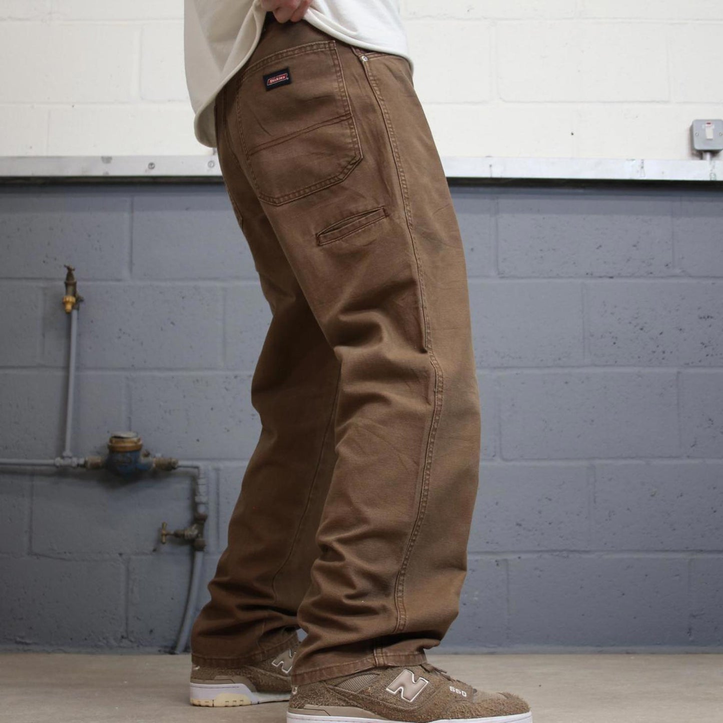 Baggy Dickies carpenter jeans W32L30 90s skate style brown thick canvas cargos
