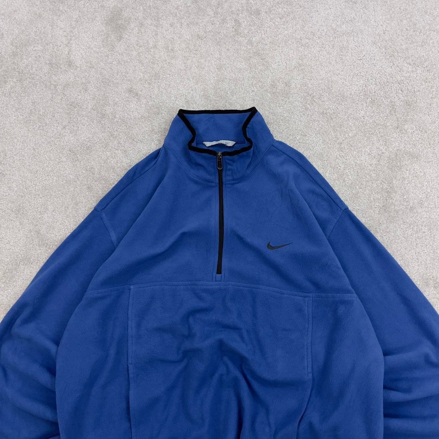Blue Nike quarter zip technical pullover fleece XXL embroidered swoosh logo autumn y2k style