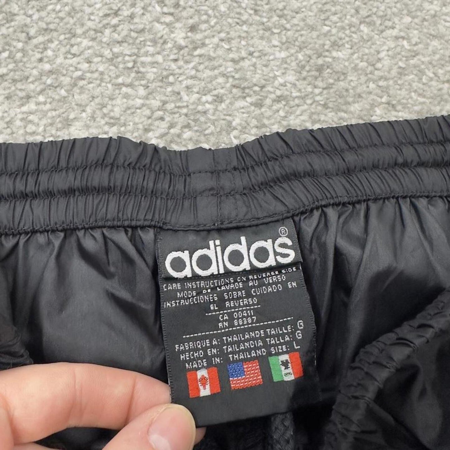 Adidas tracksuit bottoms loose black Loose floaty leg embroidered side stripe track pants