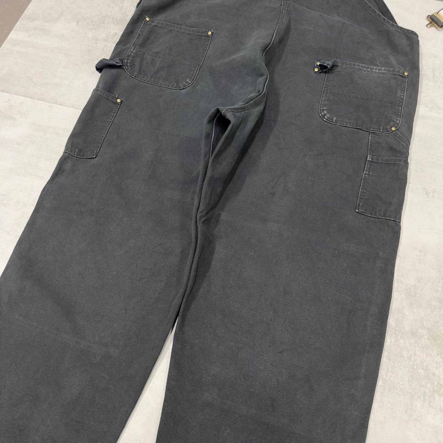 Black Carhartt dungarees W52L30 mens canvas overalls utility worker