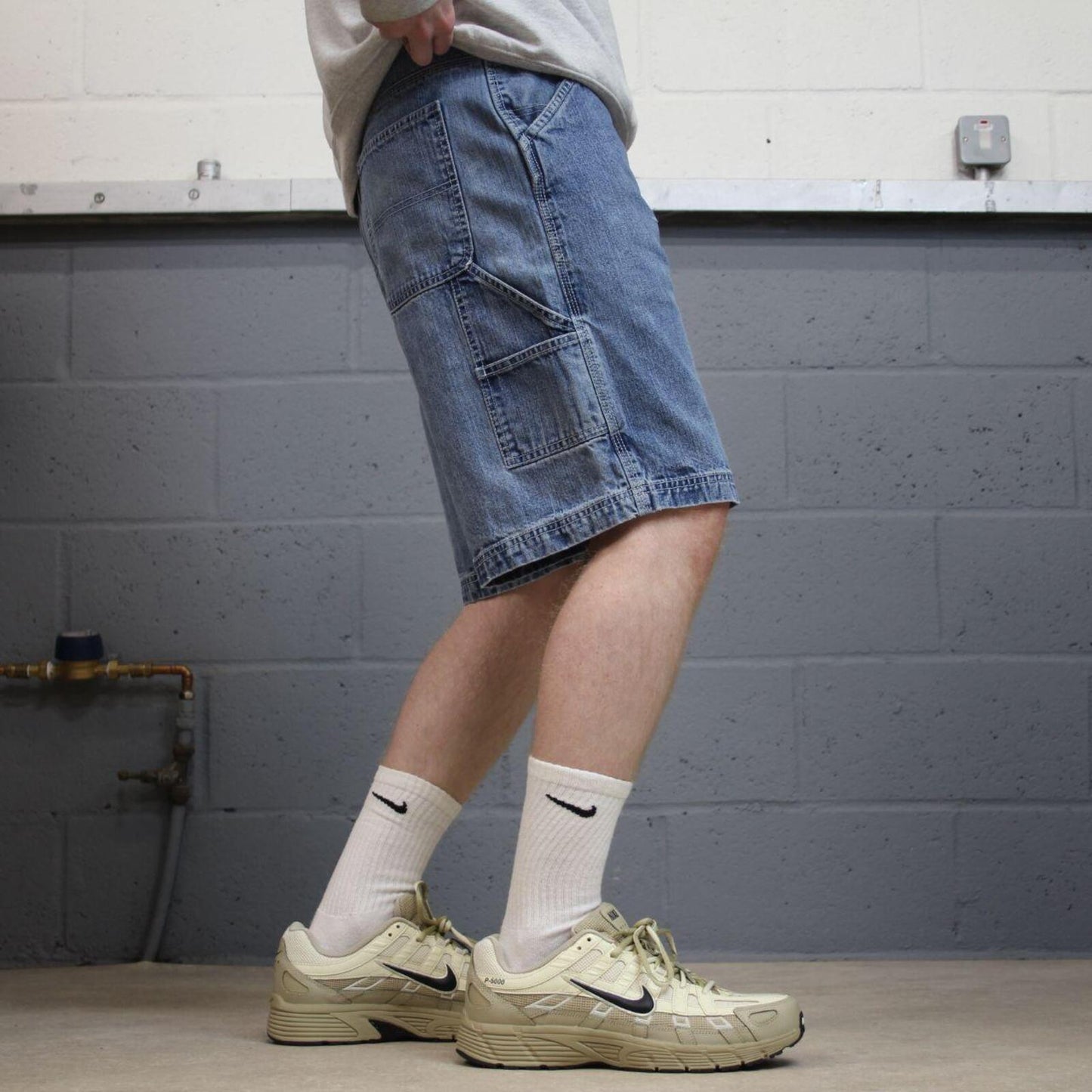 Baggy denim shorts carpenter blue Urban Star skater style summer festival cargo jorts