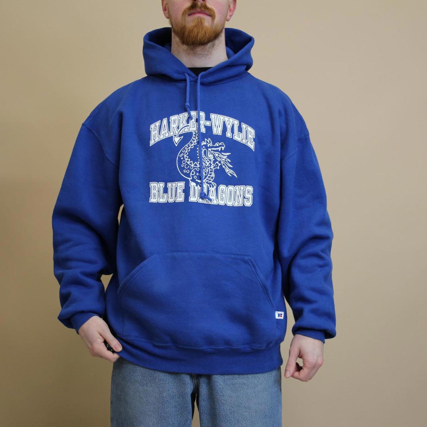 Blue vintage Russell hoodie XL