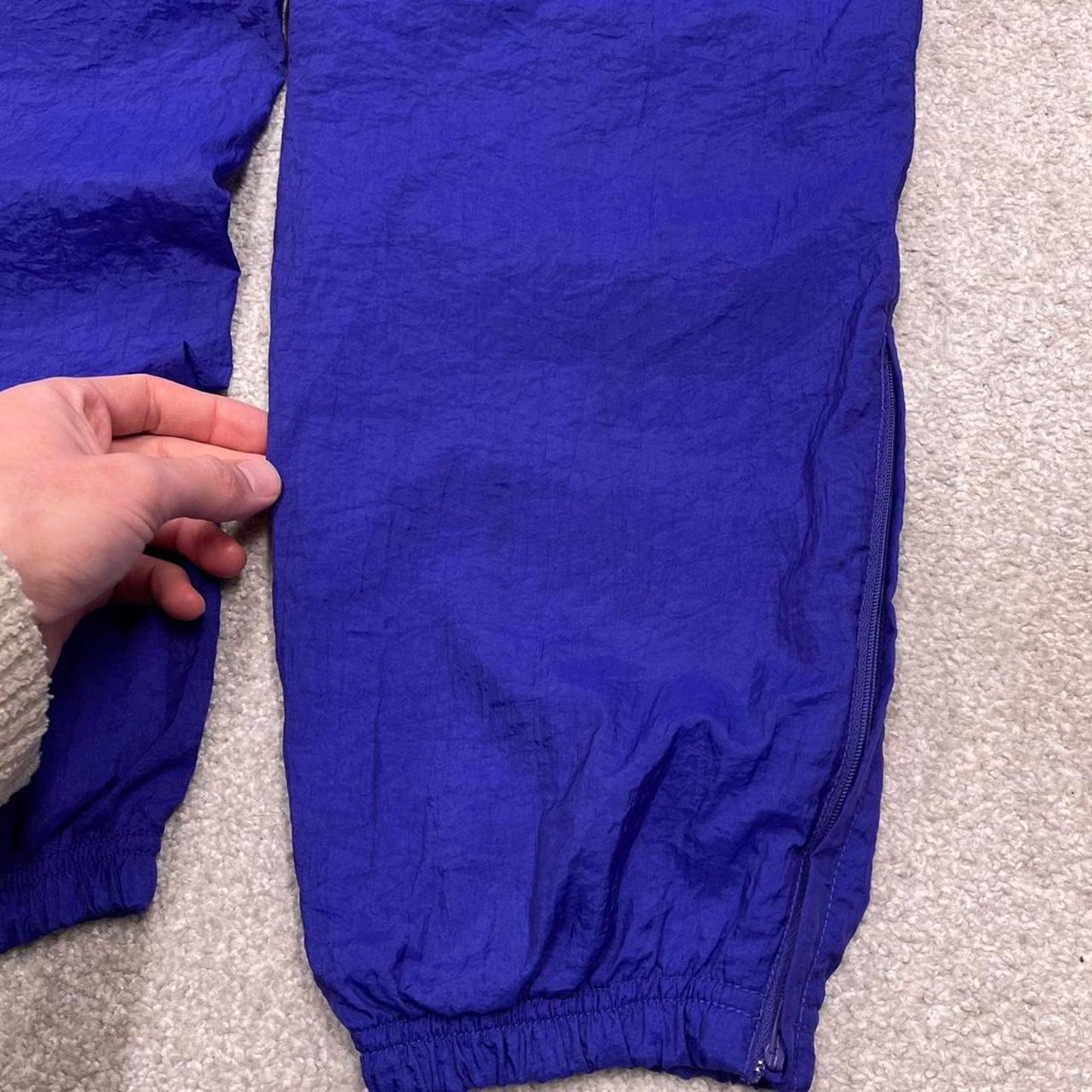 Vintage y2k baggy Reebok tracksuit bottoms blue Wide leg embroidered logo drawstring track pants