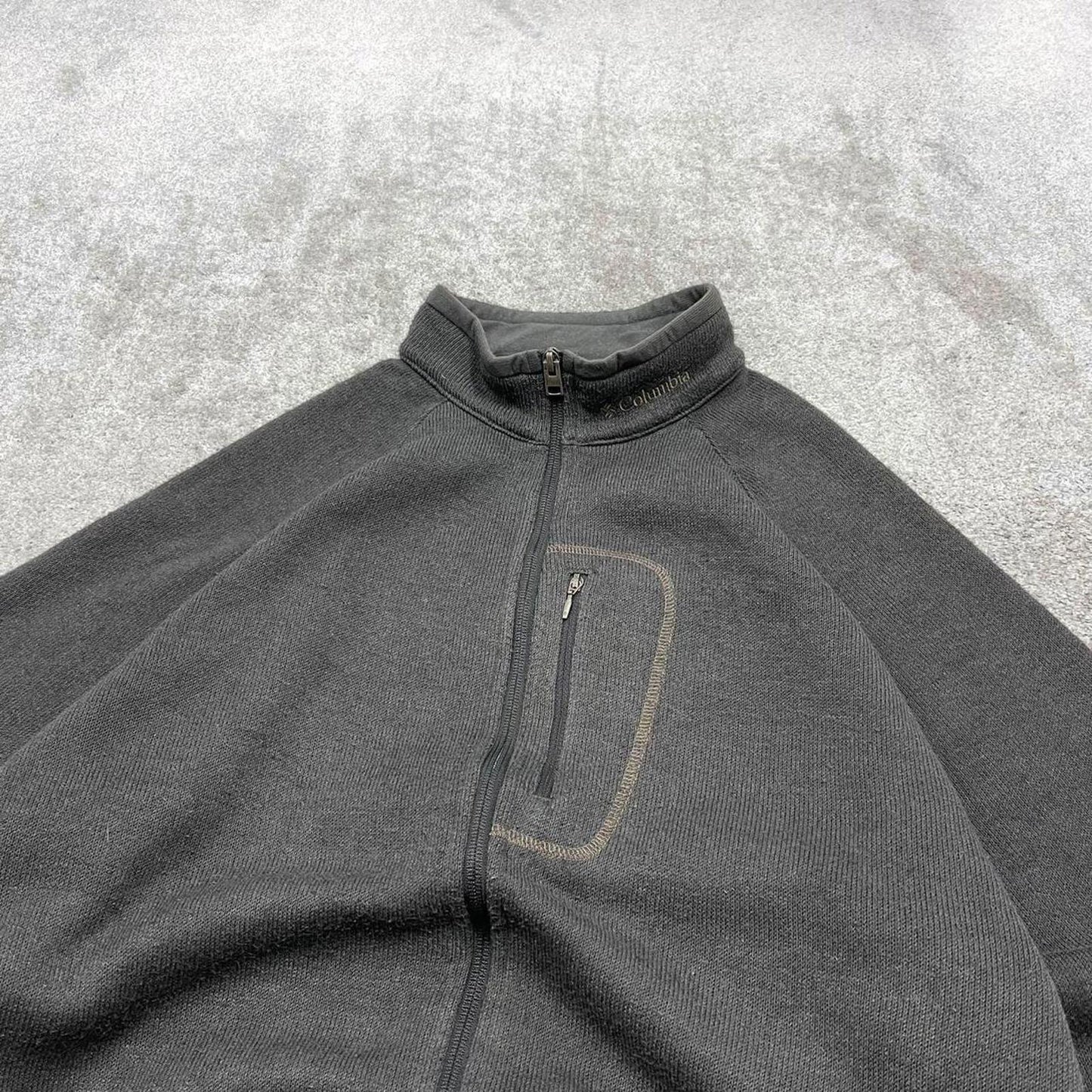 00s Columbia technical fleece XL men's grey full zip up y2k style autumn adjustable waist