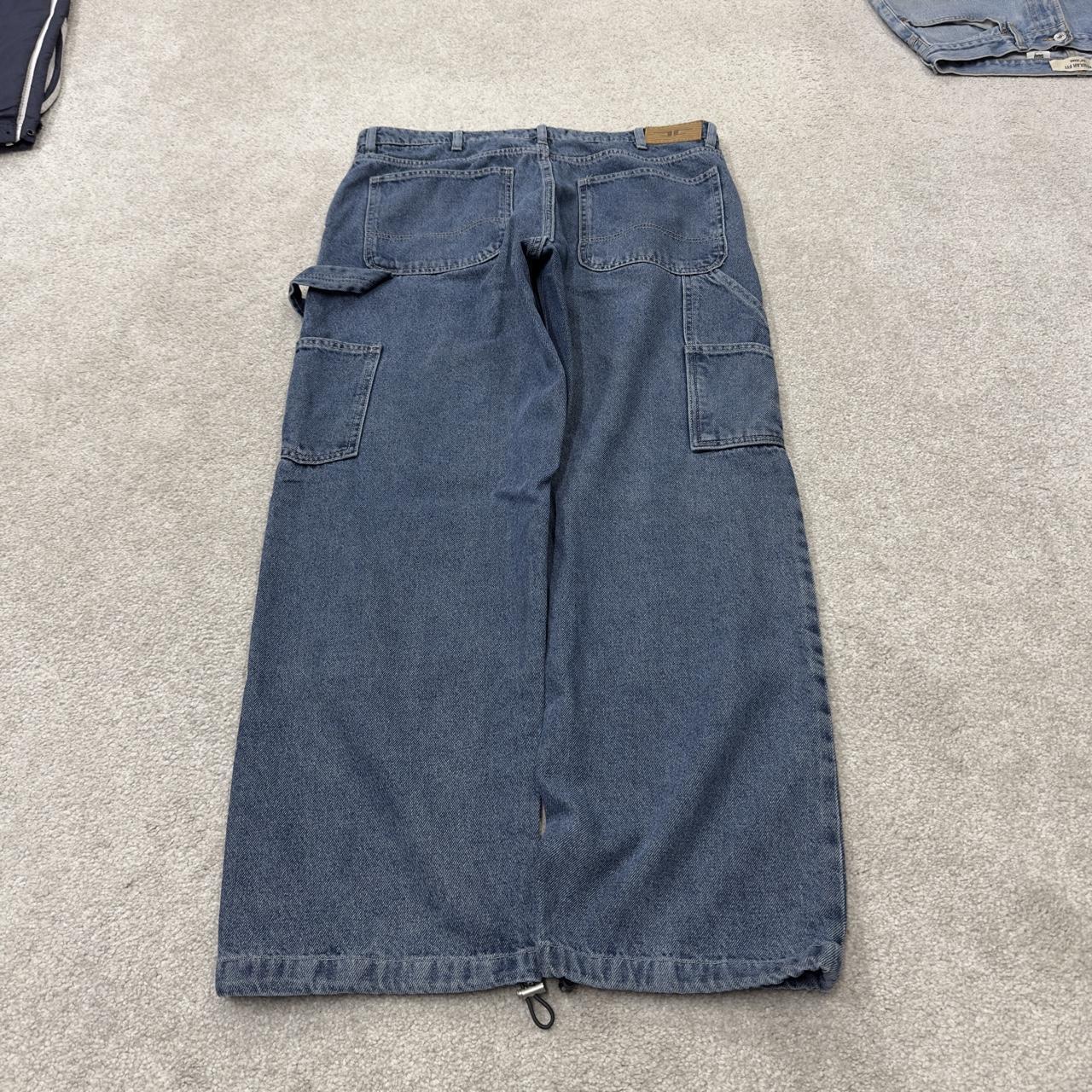 Baggy denim double knee carpenter jeans y2k W34L30 blue Loose thick denim skater cargo pants