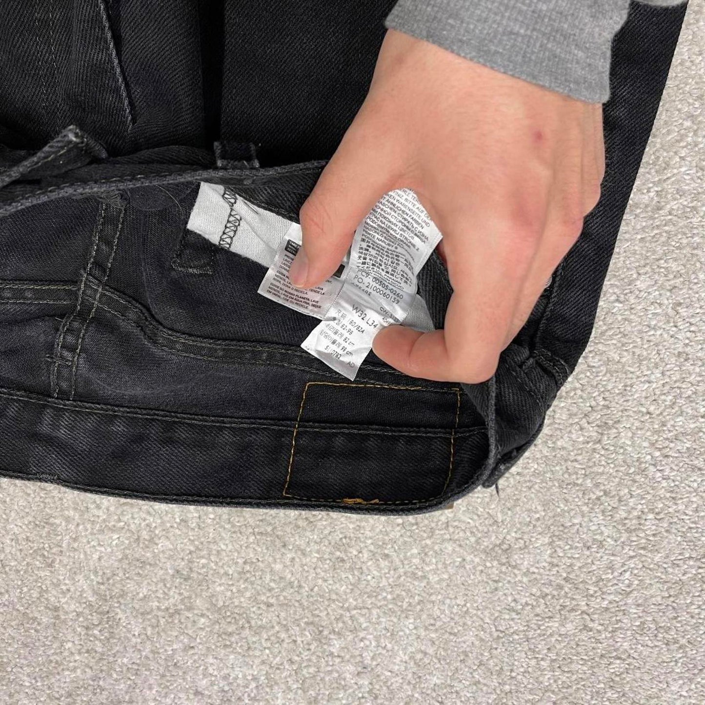 Black Levis 505 jeans y2k 90s style W34L34 red tab logo 5 pocket denim pants skater 100% cotton