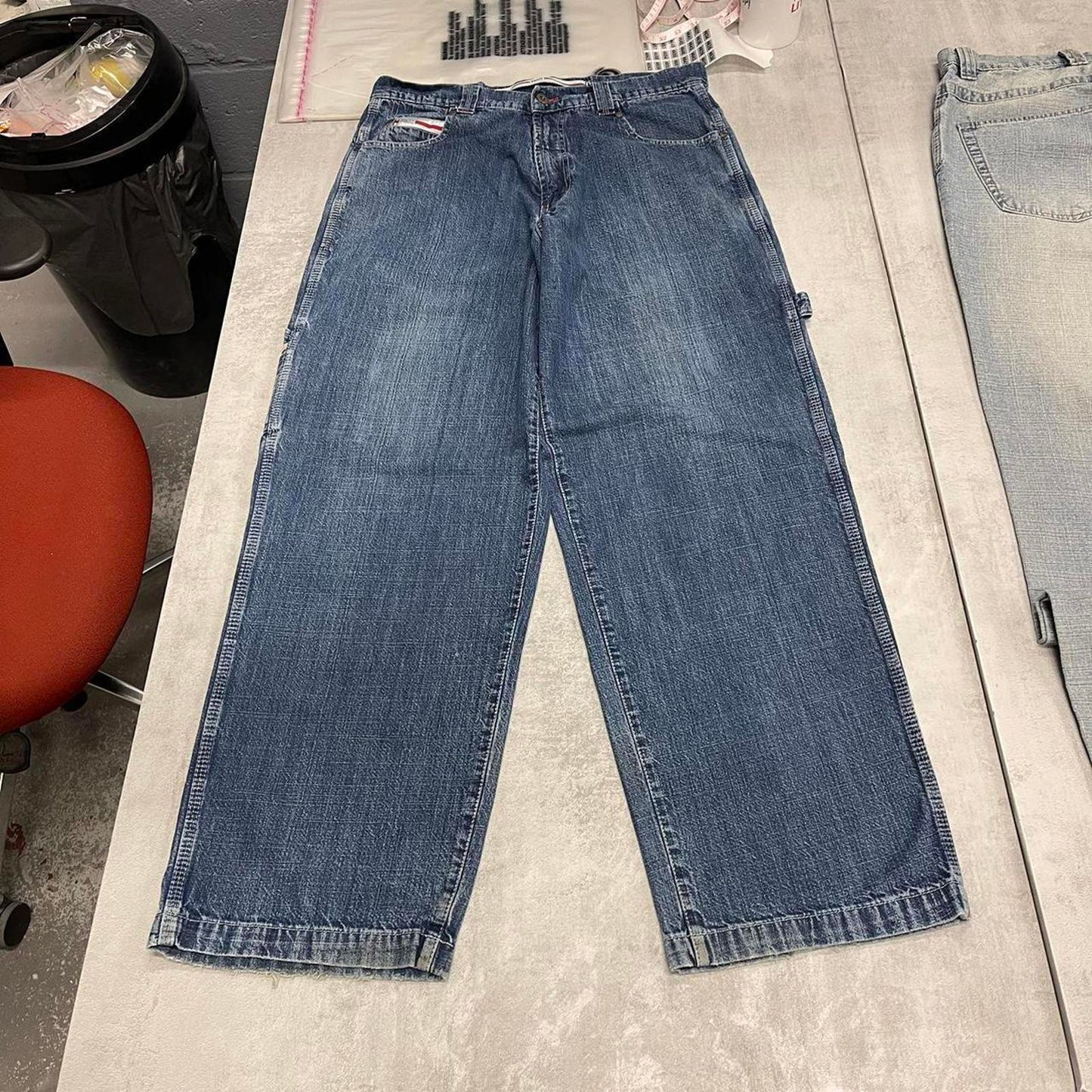 Baggy Paco carpenter jeans W34L31 wide leg denim embroidered y2k skate style pants loose