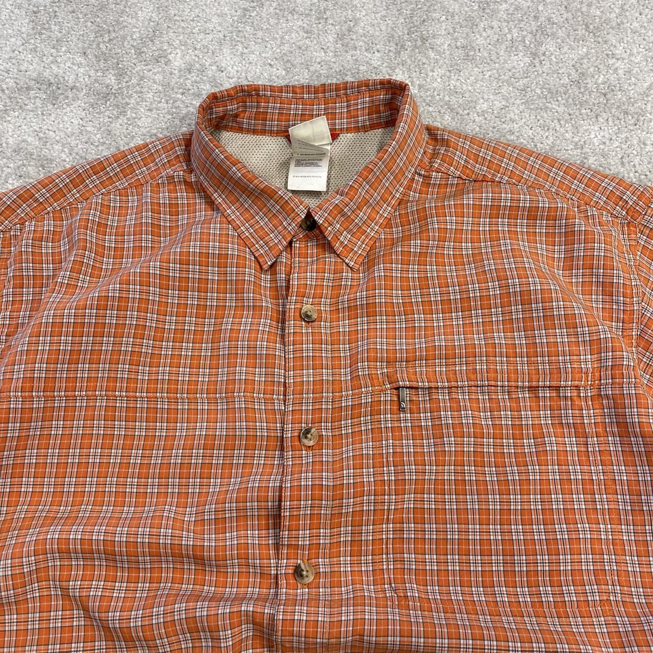 North face boxy checkered short sleeve shirt orange Y2K TNF surf style check shirt summer festival