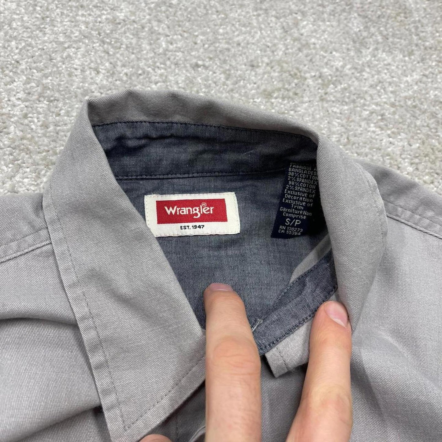 Y2K Wrangler short sleeeve shirt grey Workwear style button down summer shirt