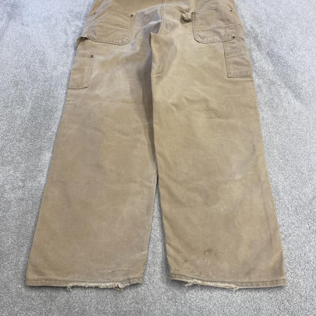 Vintage Carhartt dungarees baggy tan brown overalls Bib & brace utility workwear painter