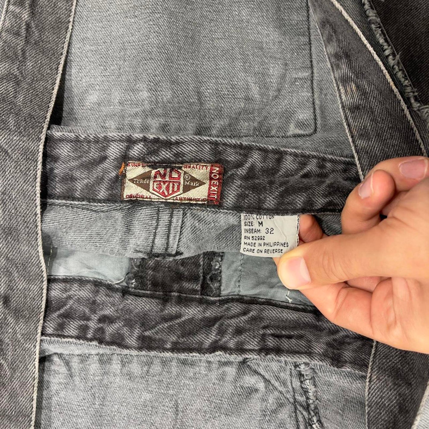 Vintage baggy No Exit dungarees W32L32 black mens denim overalls