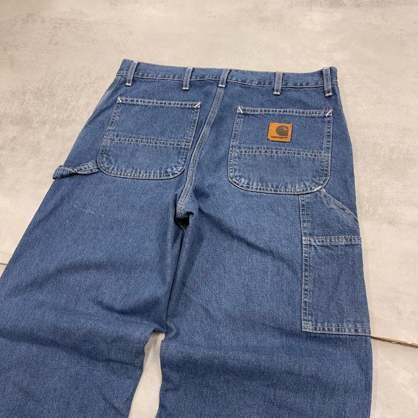 vintage Carhartt carpenter jeans W34L30 Blue Denim 1999 loose skater cargos