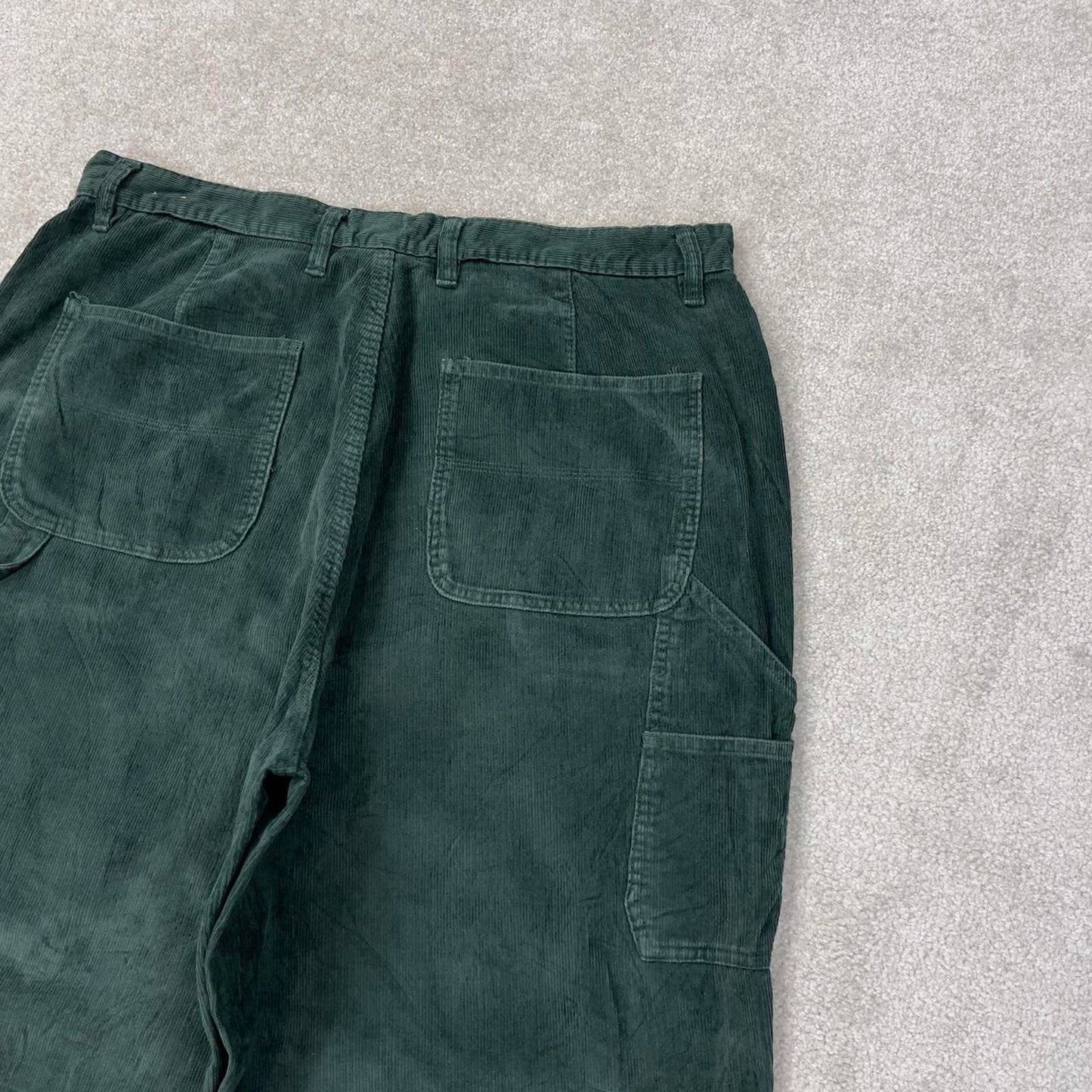 Green Venezia Jeans corduroy carpenter trousers W36L30 extra baggy cord pants 90s skate style