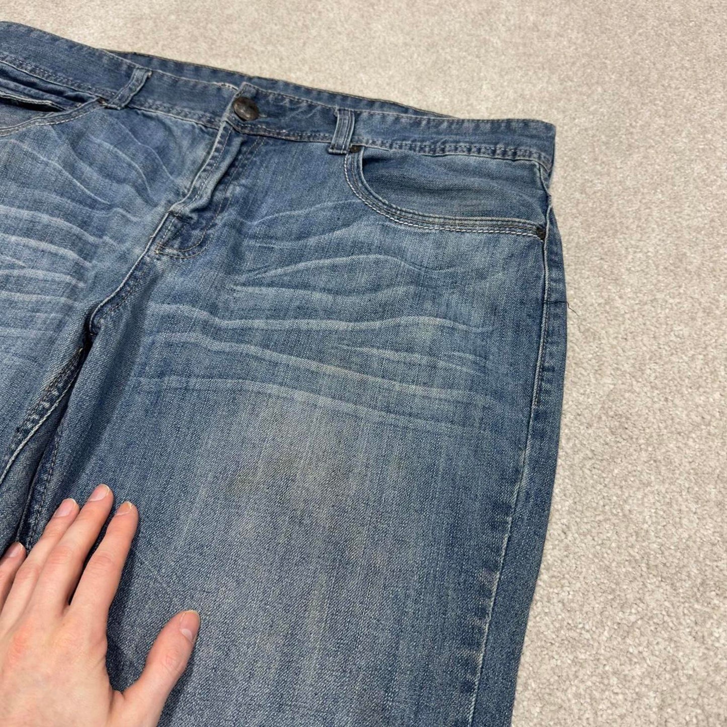 Vintage Y2k GUESS shorts embroidered blue Loose leg denim summer festival jorts