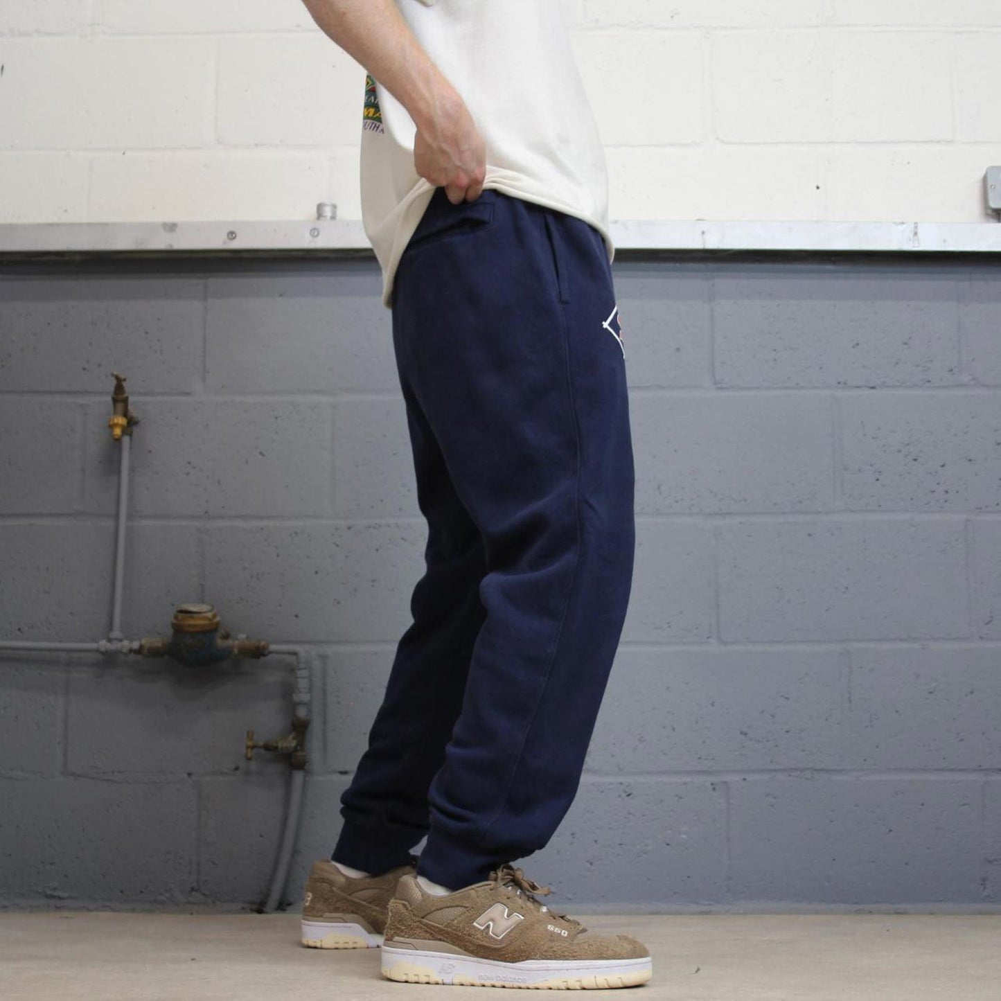 Navy Nike joggers L y2k style sportswear track pants loose fit embroidered logo