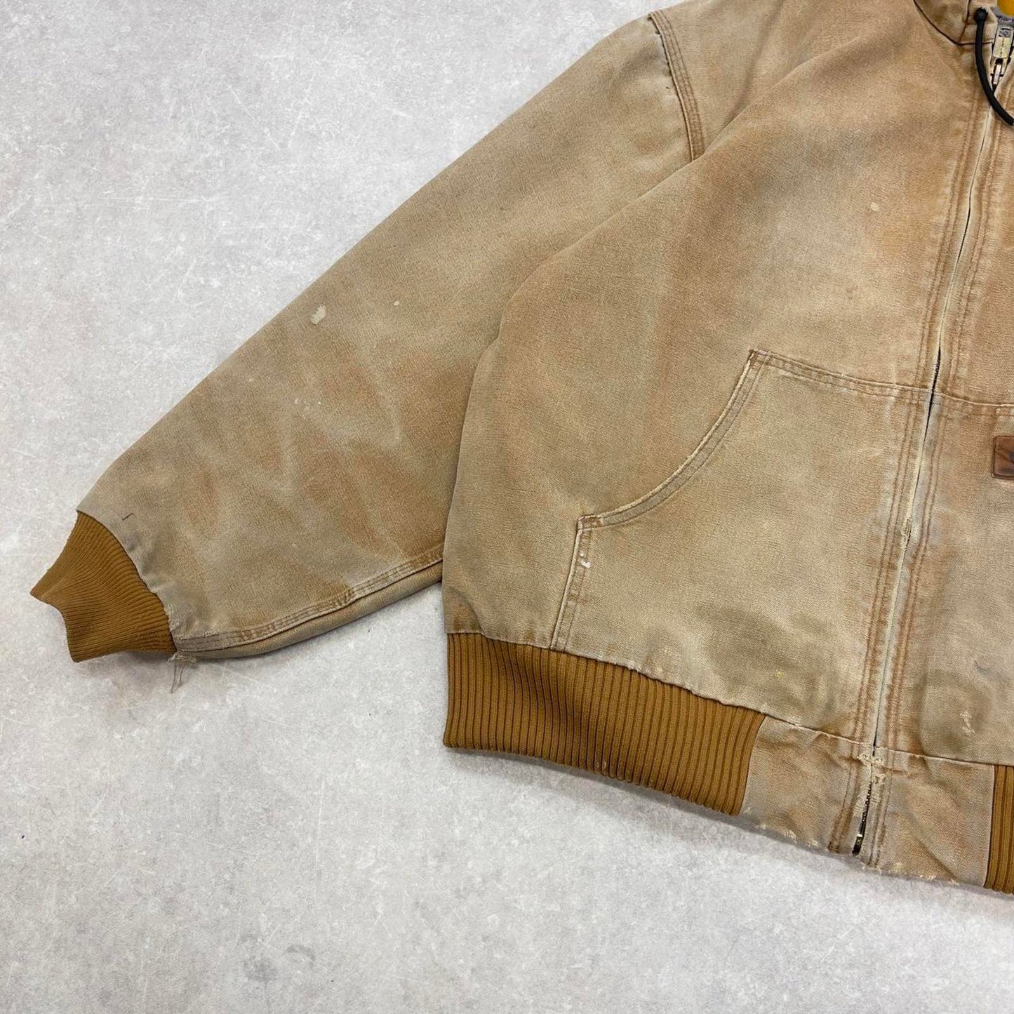 Vintage Carhartt hooded active jacket XL hamilton brown thick canvas bomber