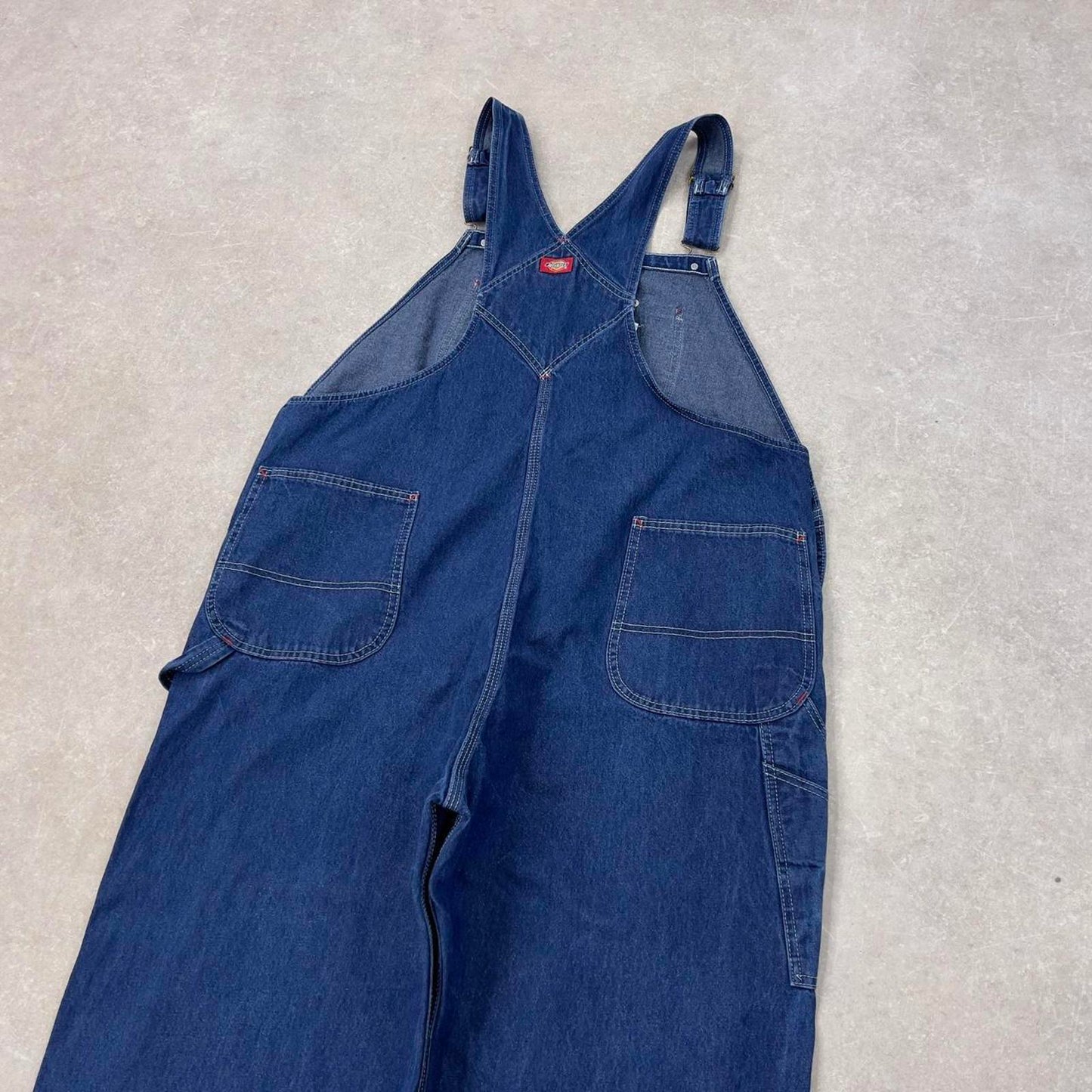 Vintage Dickies dungarees W46L32 USA blue baggy mens denim overalls