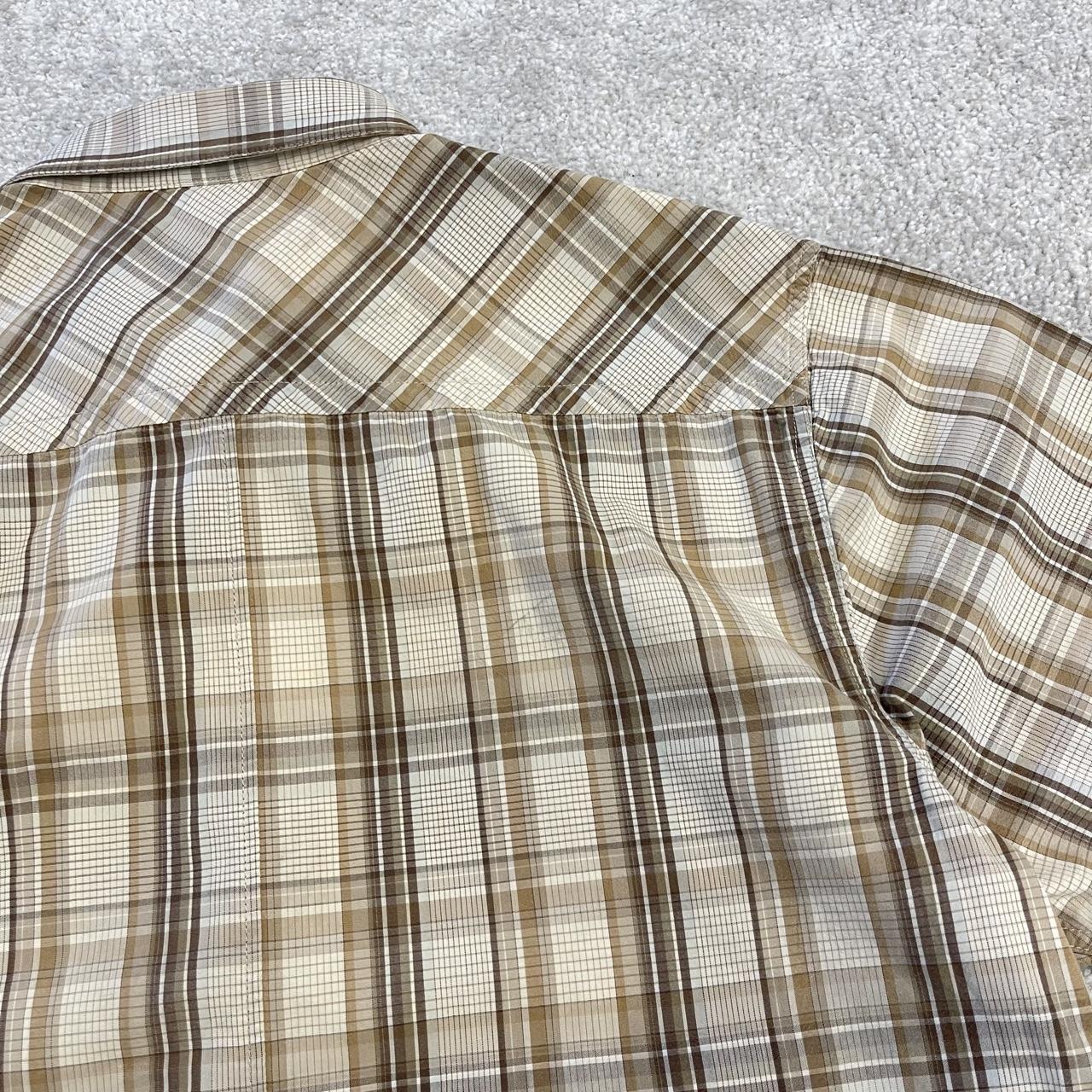 North Face checkered short sleeve shirt brown TNF festival style surf check shirt