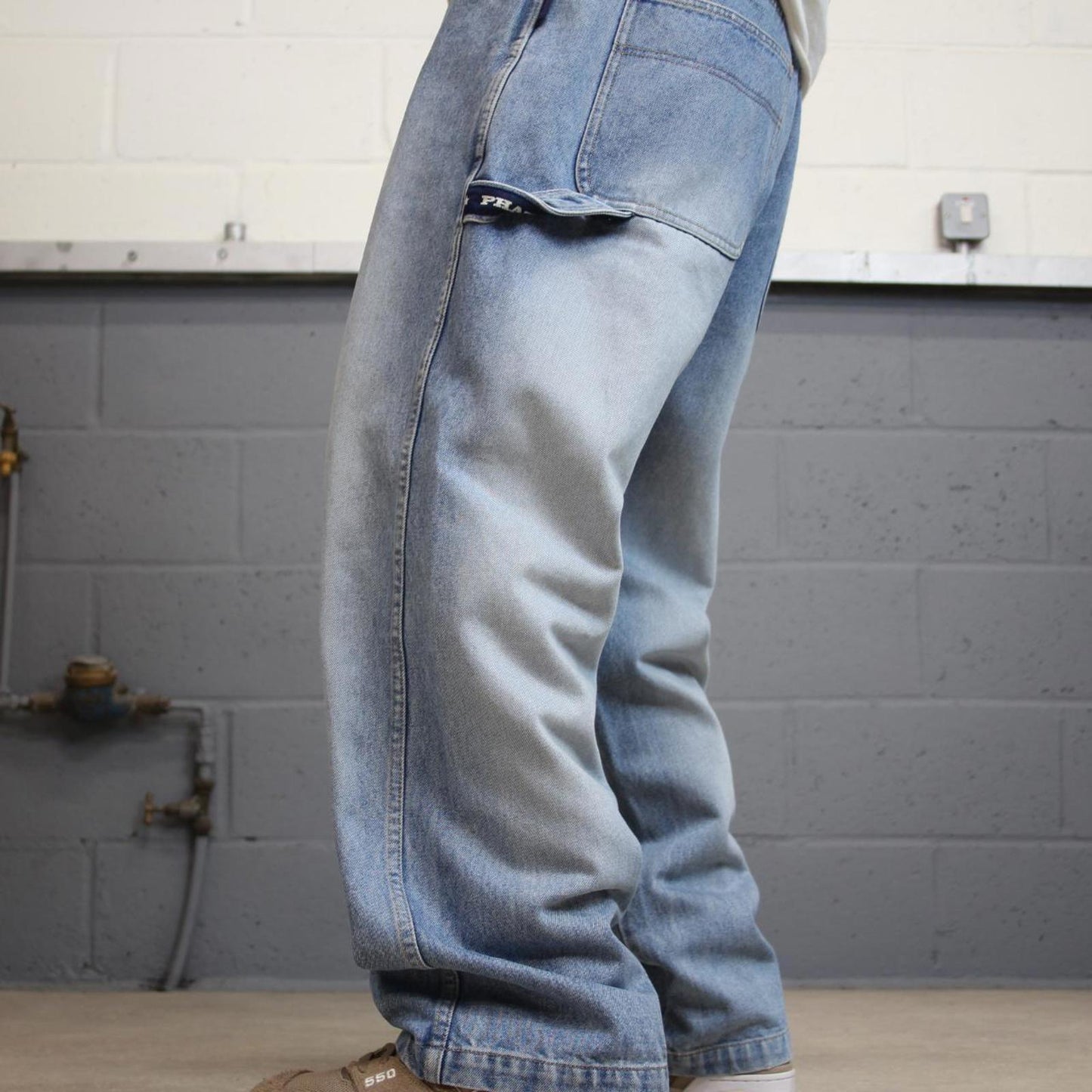Vintage Baggy Phat Farm carpenter jeans W36L30 tape detail y2k style baggy cargos
