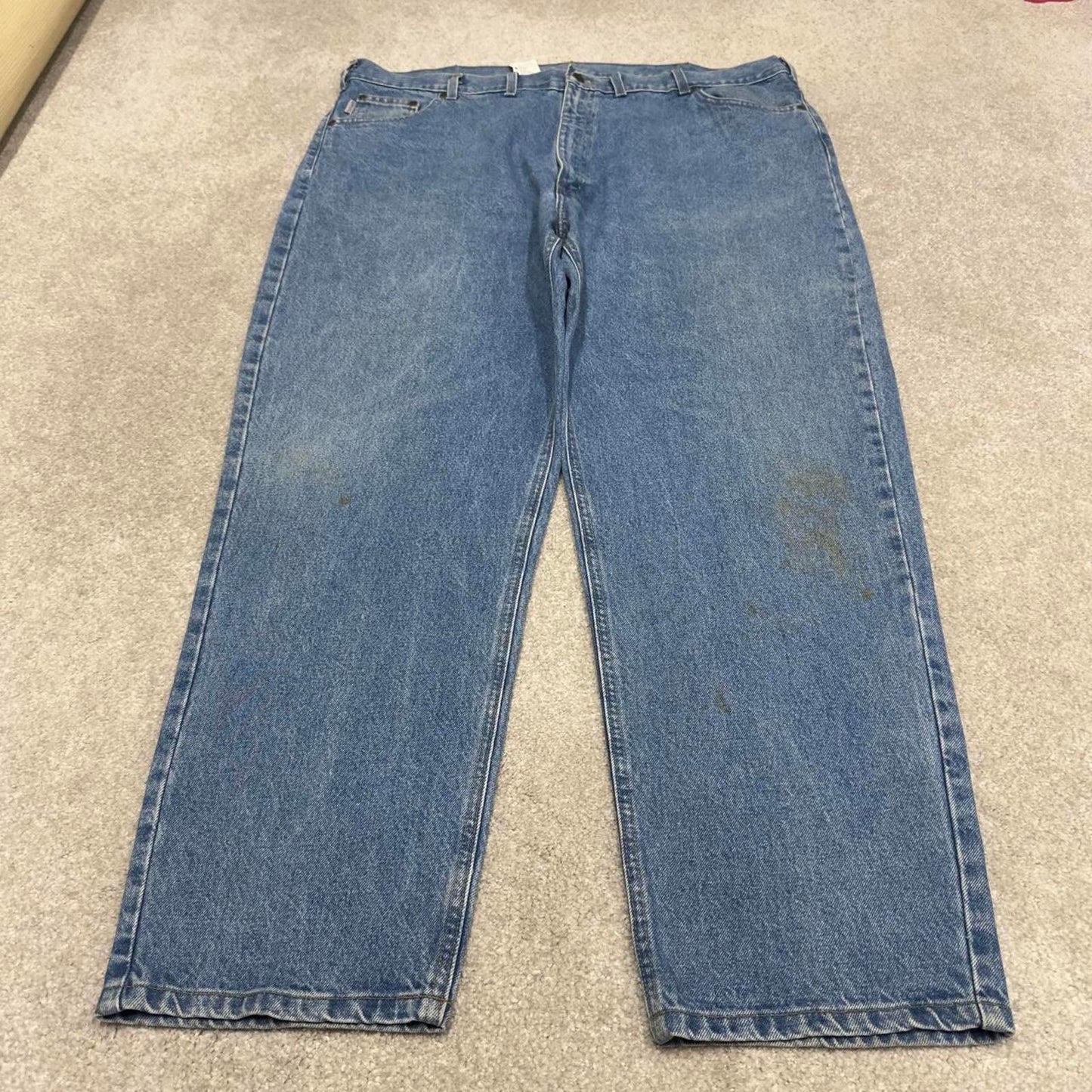 Vintage Carhartt jeans 90s skater style W46L32 blue denim 5 pocket workwear jeans 100% cotton
