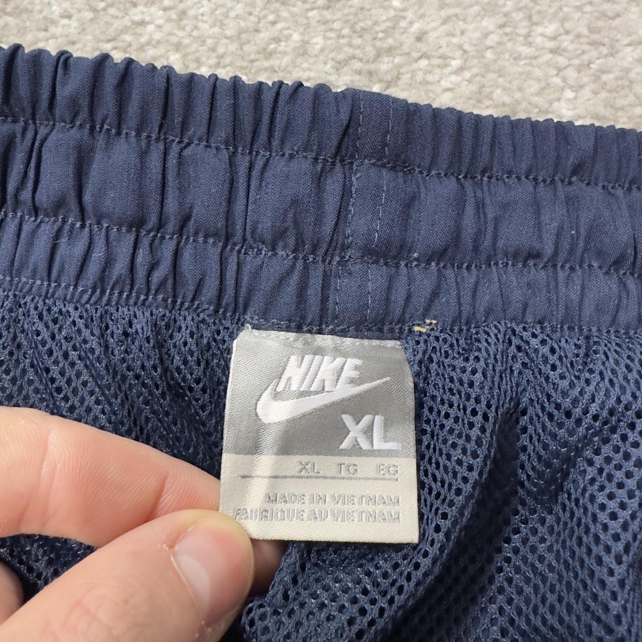 Y2K Nike baggy tracksuit bottoms navy wide leg XL Loose leg mesh lined drawstring casual track pants
