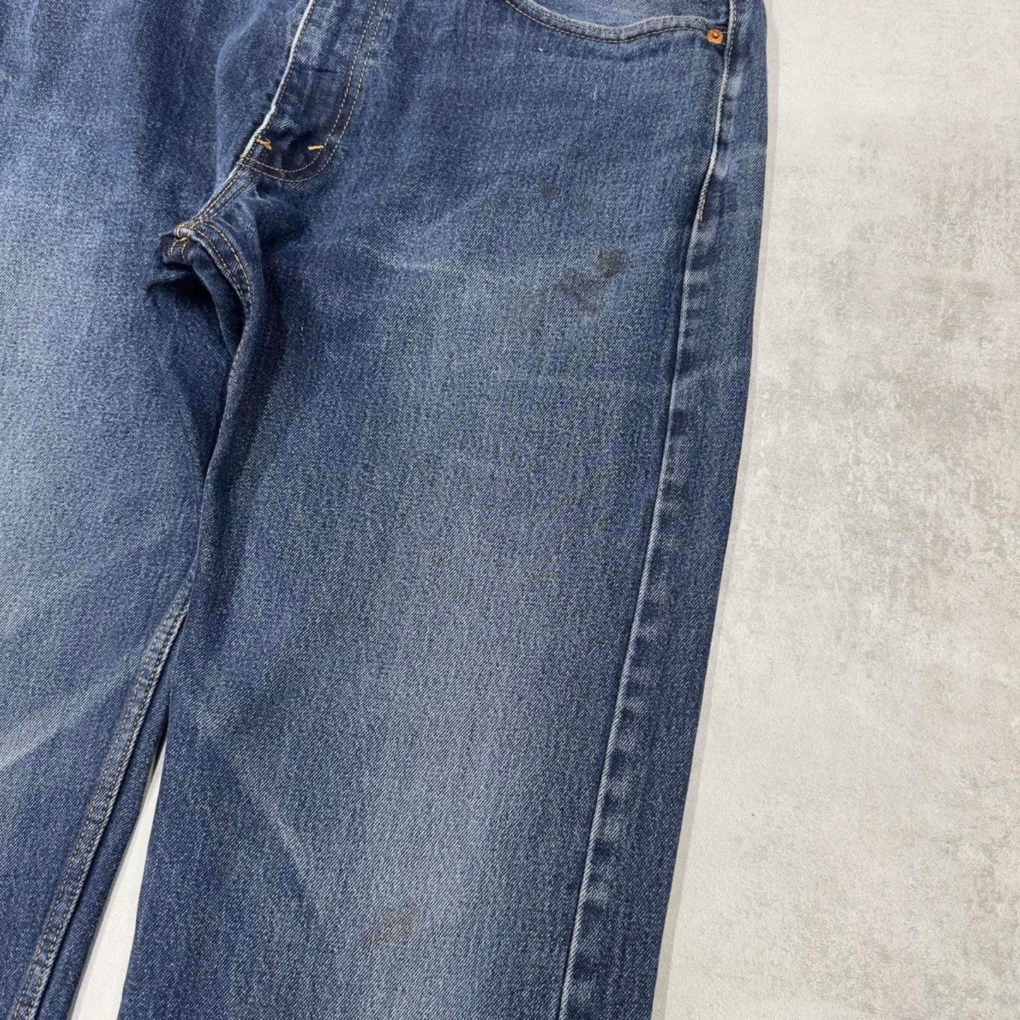 Levis 505 jeans blue loose W36L36 straight leg y2k style pants red tab logo